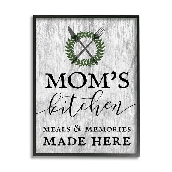 Stupell Industries Mom's Kitchen Meals and Memories Food & Beverage Painting Black Framed Art Print Wall Art, 16 x 20