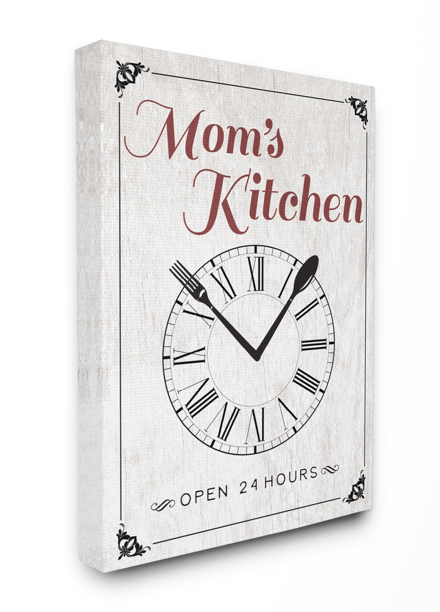 Stupell Industries Mom's Kitchen Open 24 Hours Novelty Painting Gallery Wrapped Canvas Art Print Wall Art, 16 x 20