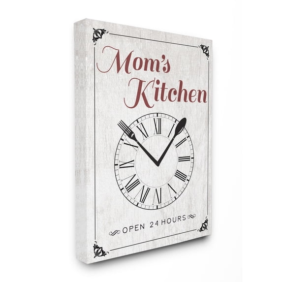 Stupell Industries Mom's Kitchen Open 24 Hours Novelty Painting Gallery Wrapped Canvas Art Print Wall Art, 30 x 40