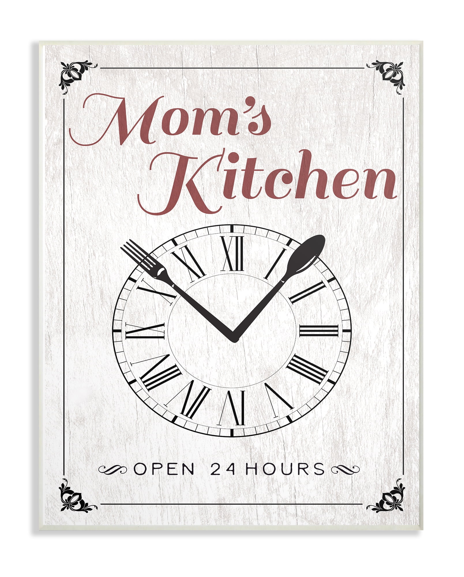 Stupell Industries Mom's Kitchen Open 24 Hours Novelty Painting Unframed Art Print Wall Art, 10 x 15