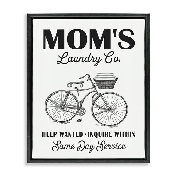 Stupell Industries Mom's Laundry Co Typography Painting Black Floater Framed Art Print Wall Art, 17 x 21