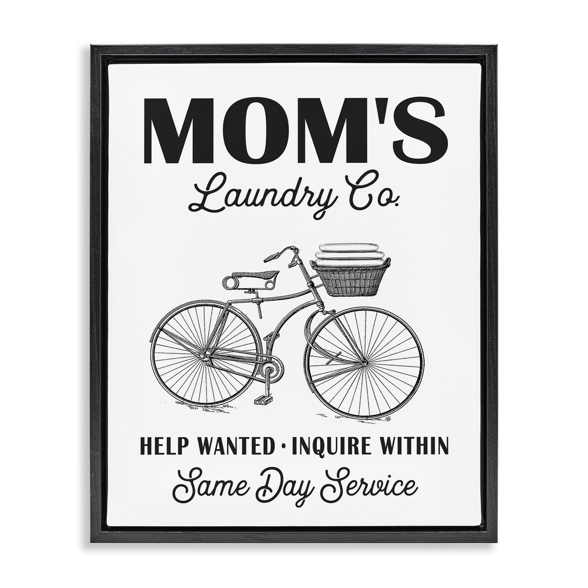 Stupell Industries Mom's Laundry Co Typography Painting Black Floater Framed Art Print Wall Art, 25 x 31
