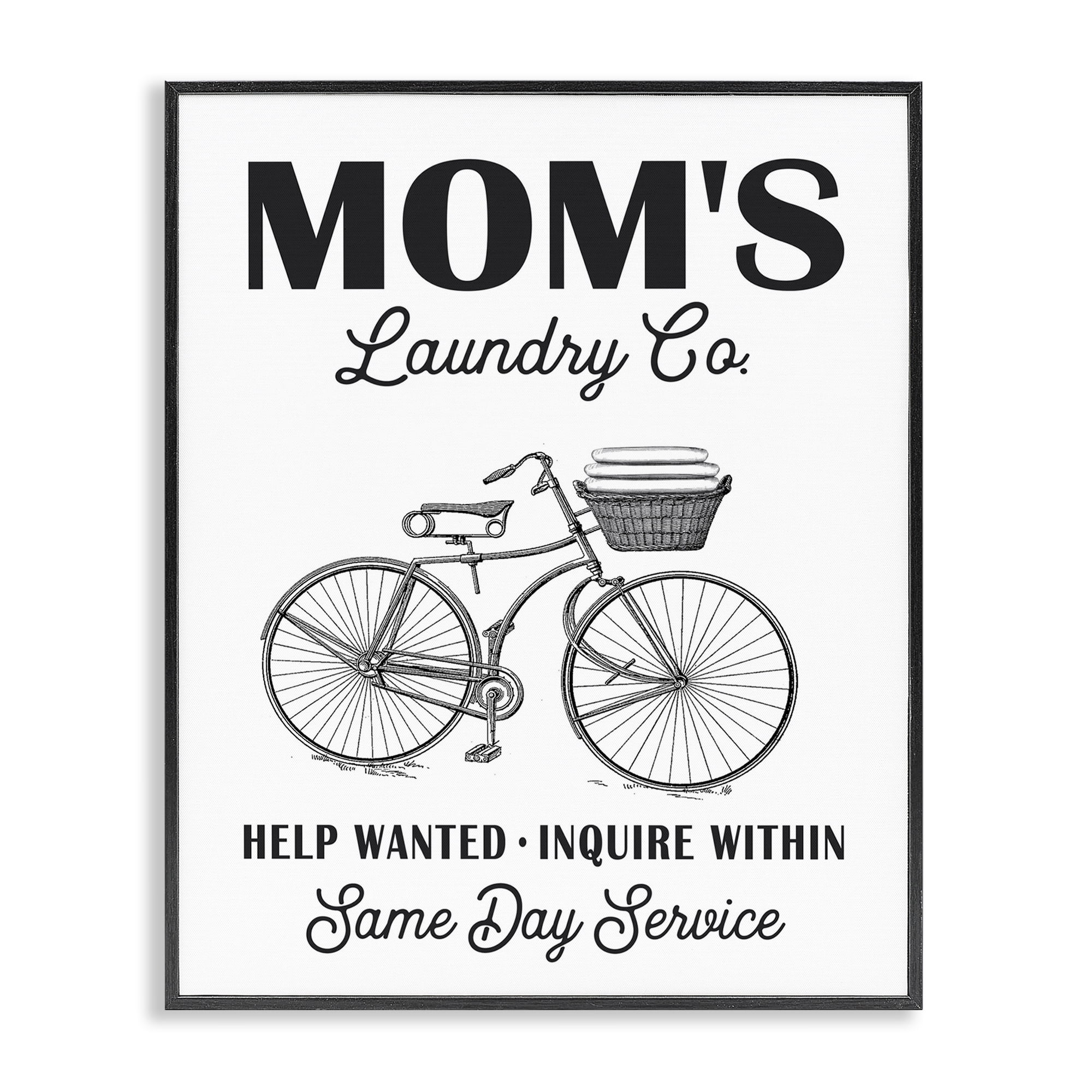 Stupell Industries Mom's Laundry Co Typography Painting Black Framed Art Print Wall Art, 11 x 14