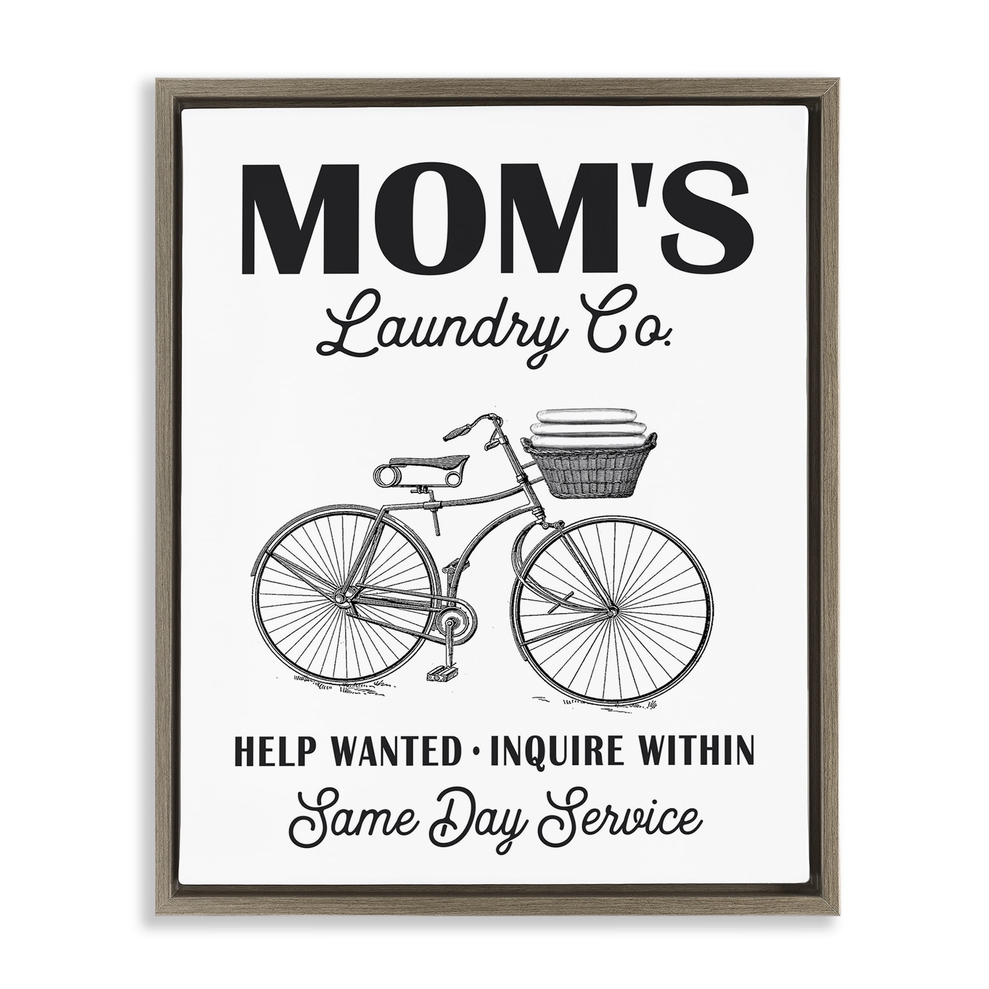 Stupell Industries Mom's Laundry Co Typography Painting Brown Floater Framed Art Print Wall Art, 25 x 31