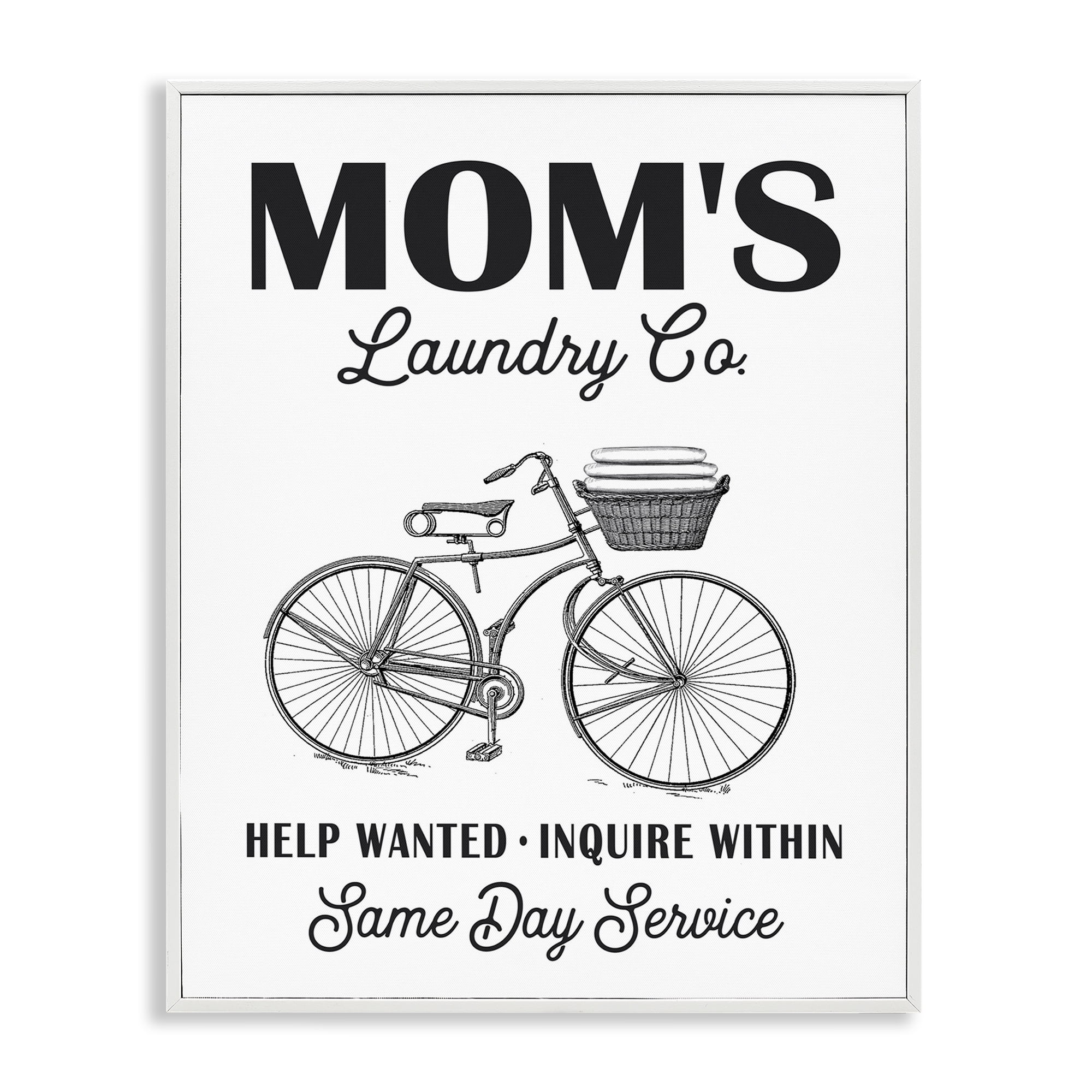 Stupell Industries Mom's Laundry Co Typography Painting White Framed Art Print Wall Art, 24 x 30