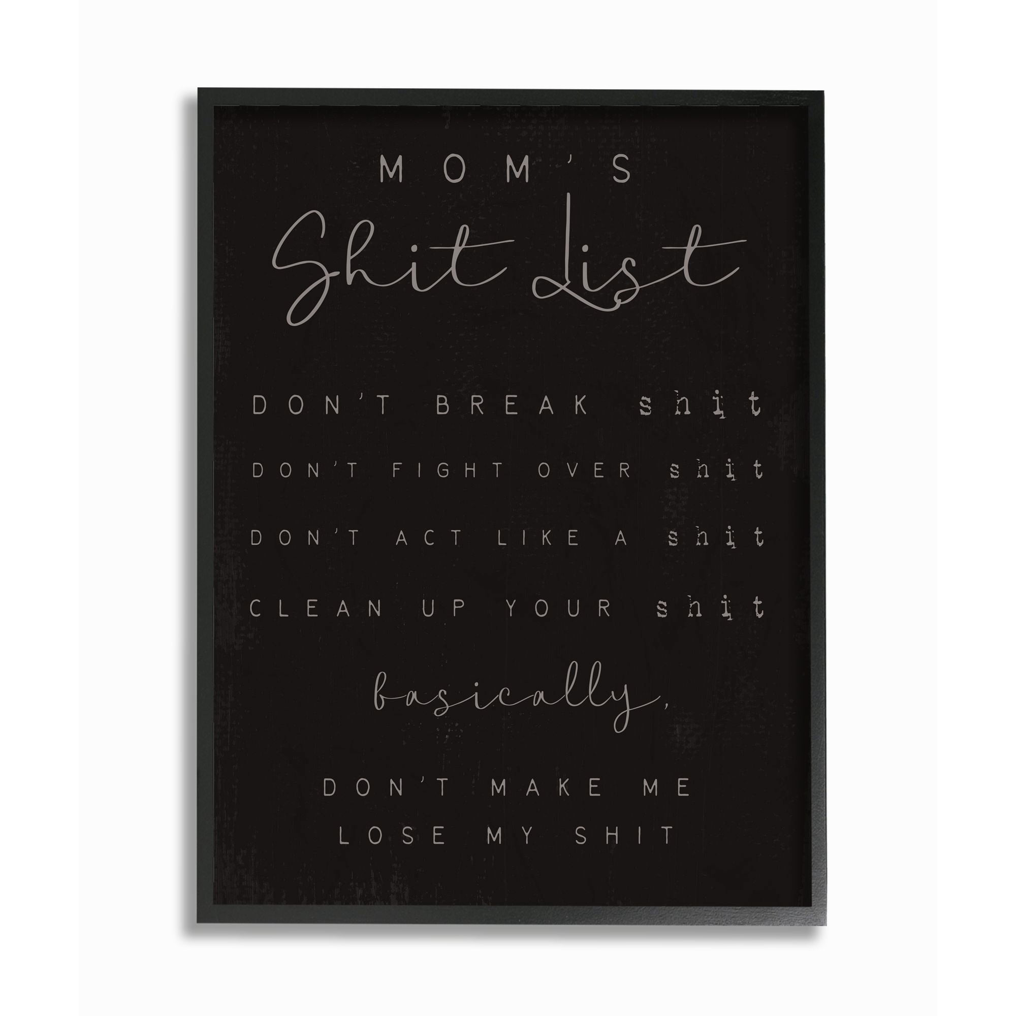 Stupell Industries Mom's List Funny Family Home Word Design Framed Wall Art by Daphne Polselli