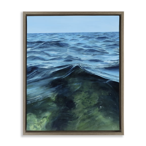Stupell Industries Moment Of Peace Sea Waves Brown Framed Floater Canvas Wall Art design by Georgie Harrison, 31 x 25