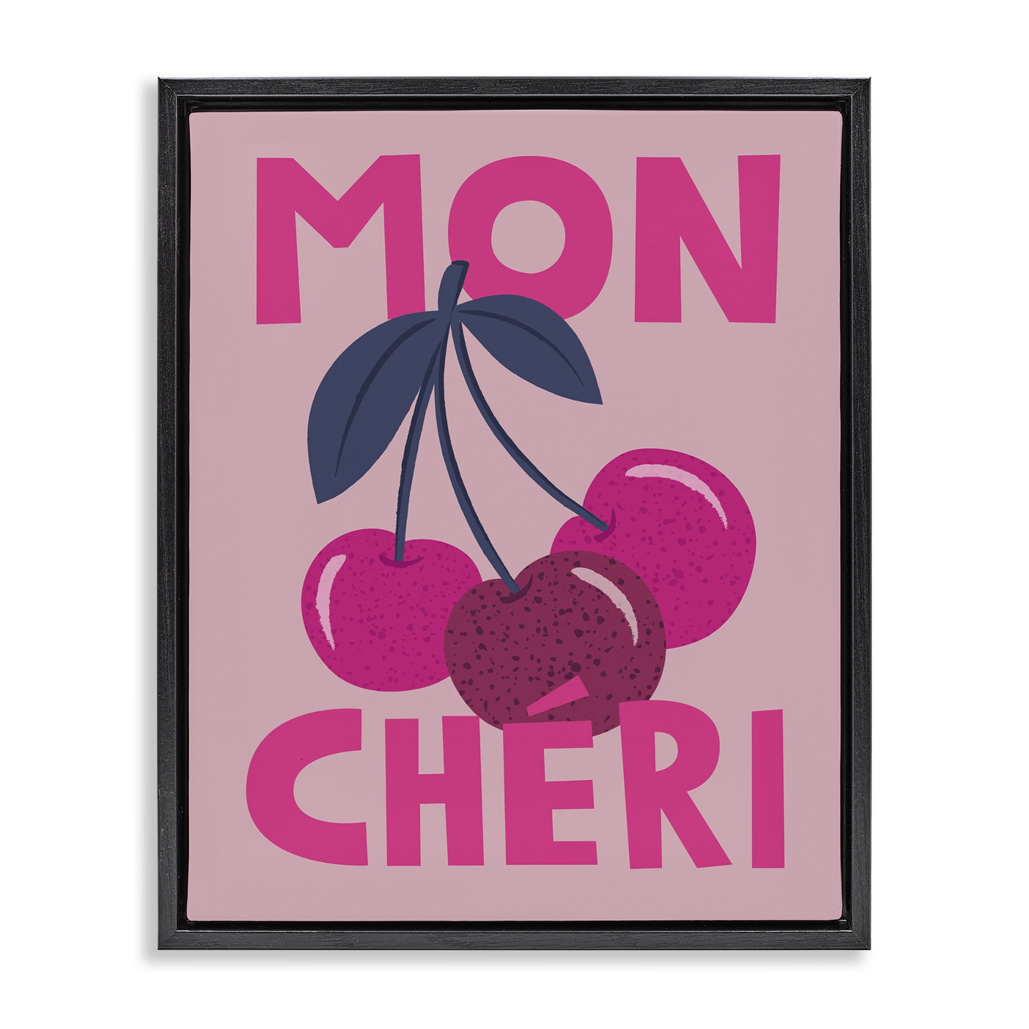 Stupell Industries Mon Cheri Fruits Food & Beverage Painting Black Floater Framed Canvas Art Print Wall Art, 25 x 31