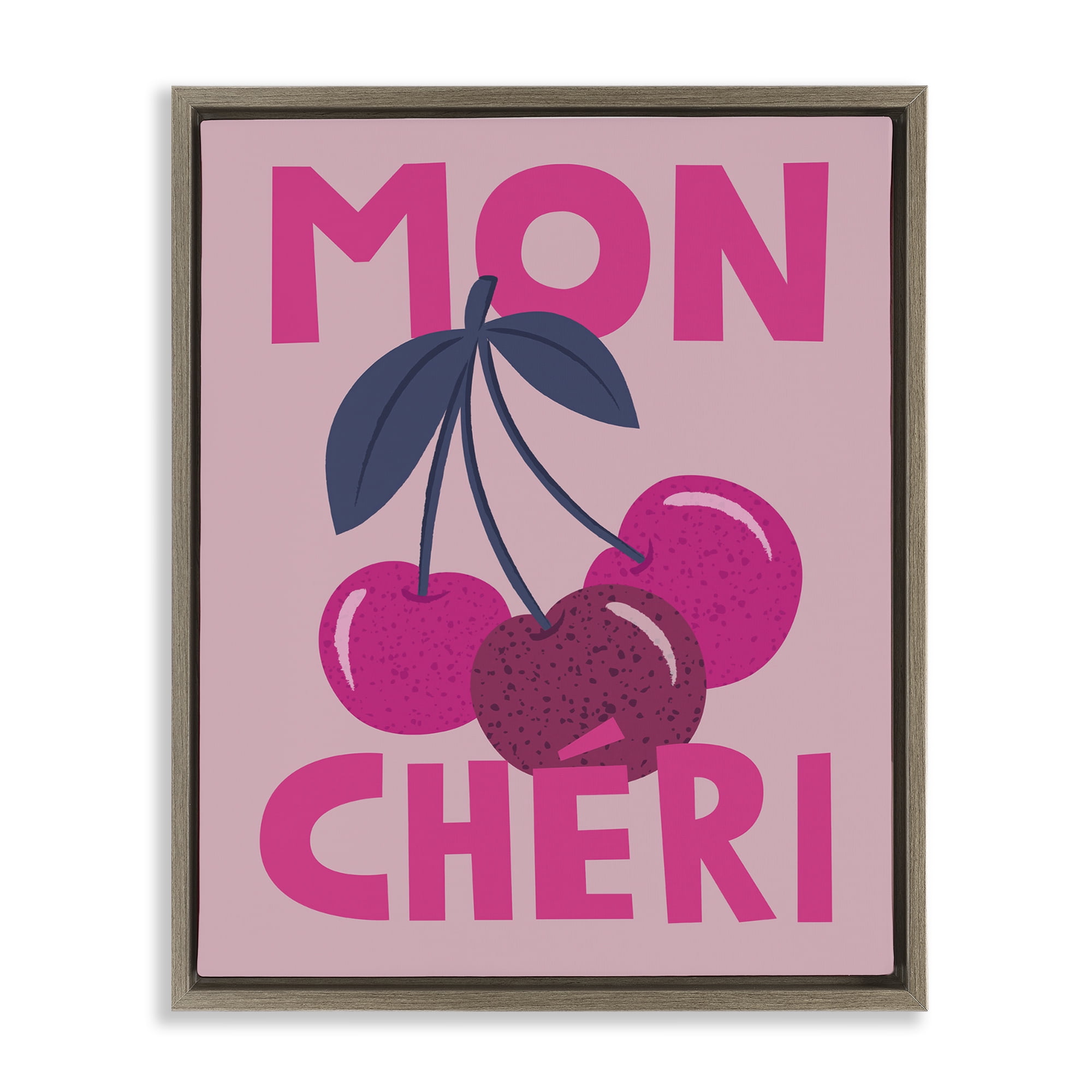 Stupell Industries Mon Cheri Fruits Food & Beverage Painting Brown Floater Framed Canvas Art Print Wall Art, 25 x 31