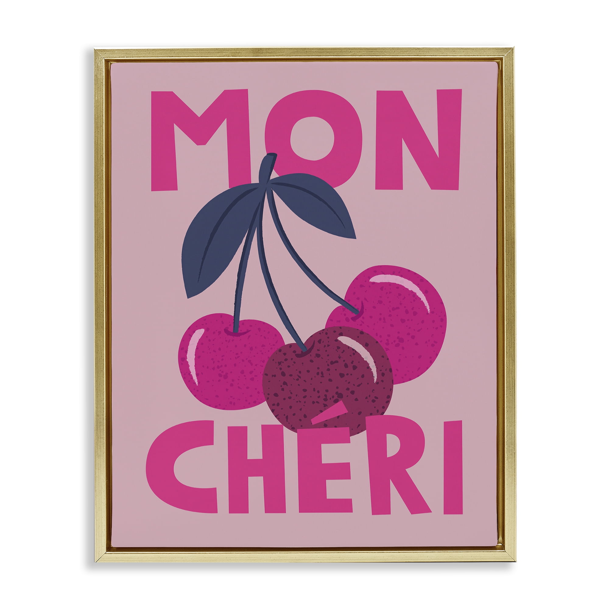 Stupell Industries Mon Cheri Fruits Food & Beverage Painting Gold Floater Framed Canvas Art Print Wall Art, 17 x 21