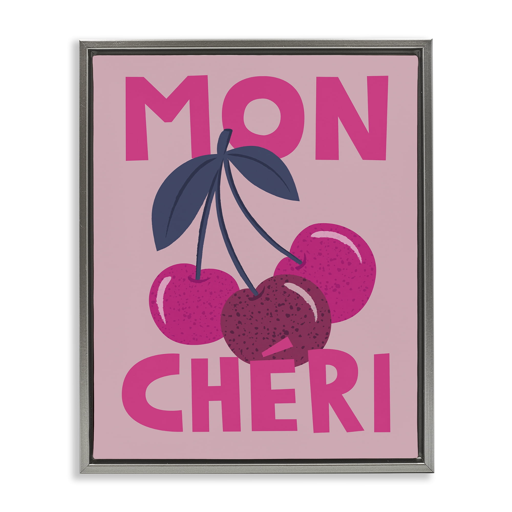 Stupell Industries Mon Cheri Fruits Food & Beverage Painting Gray Floater Framed Canvas Art Print Wall Art, 25 x 31