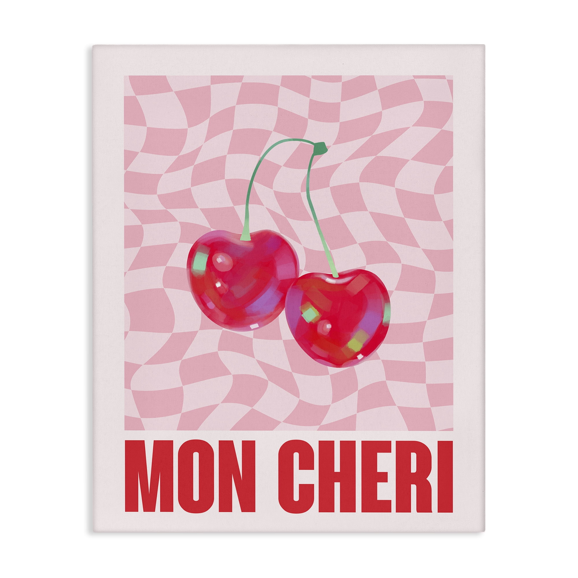 Stupell Industries Mon Cheri on Checkered Text & Numbers Painting Wrapped Canvas Art Print Wall Art, 16 x 20