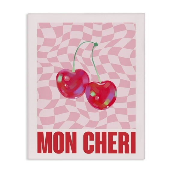 Stupell Industries Mon Cheri on Checkered Text & Numbers Painting Wrapped Canvas Art Print Wall Art, 16 x 20