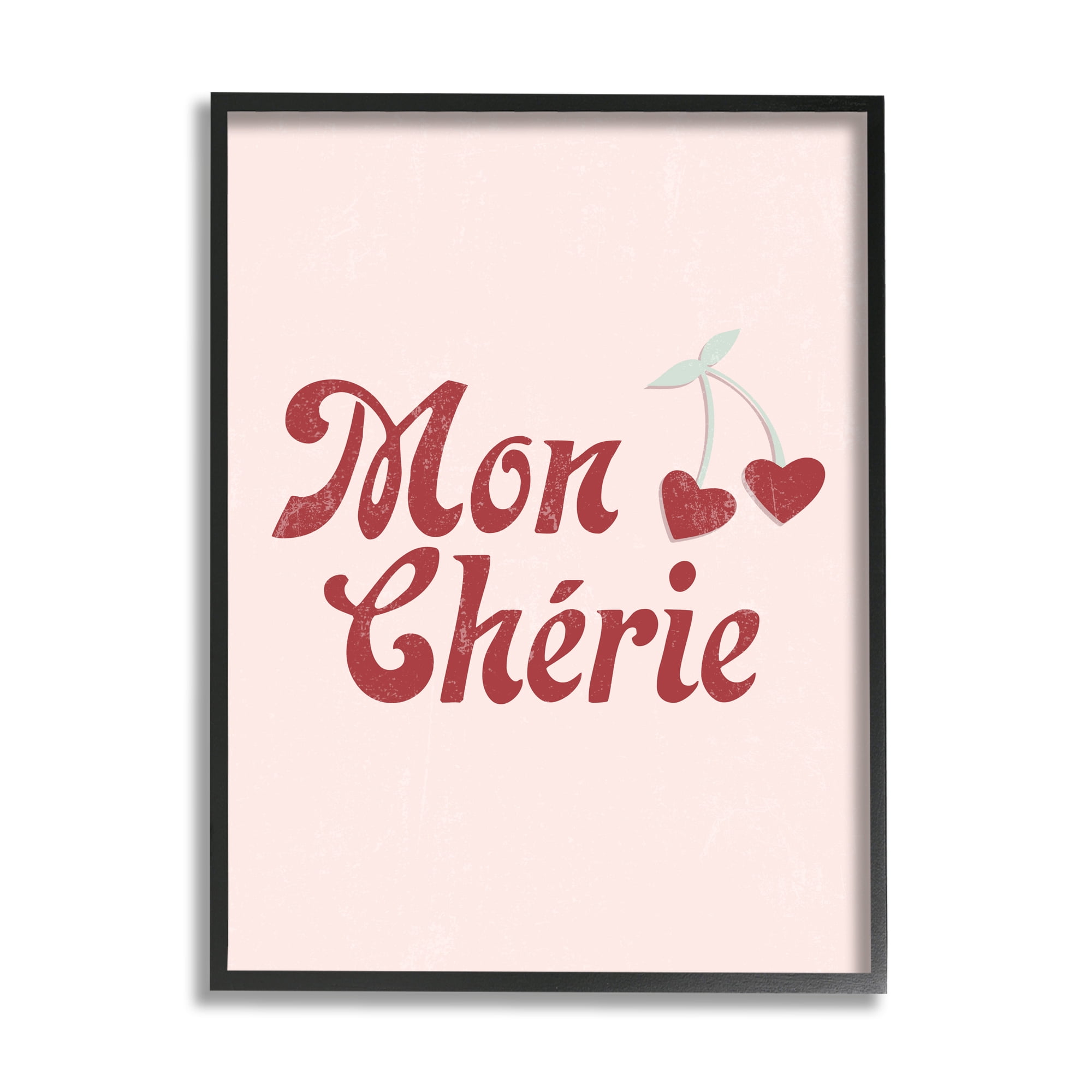 Stupell Industries Mon Cherie French Phrase Red Heart Cherries, 11 x 14, Design by Daphne Polselli