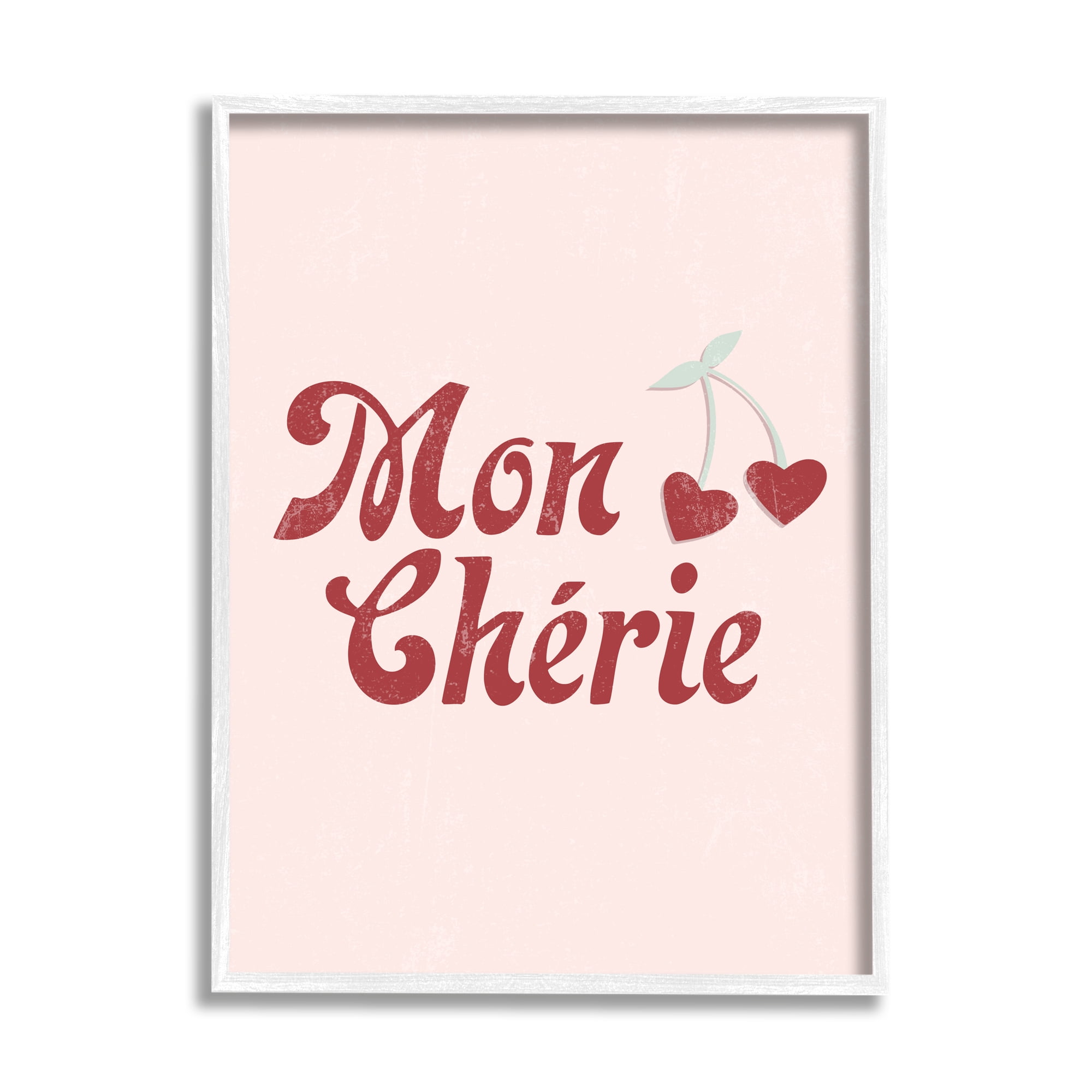 Stupell Industries Mon Cherie French Phrase Red Heart Cherries, 16 x 20, Design by Daphne Polselli