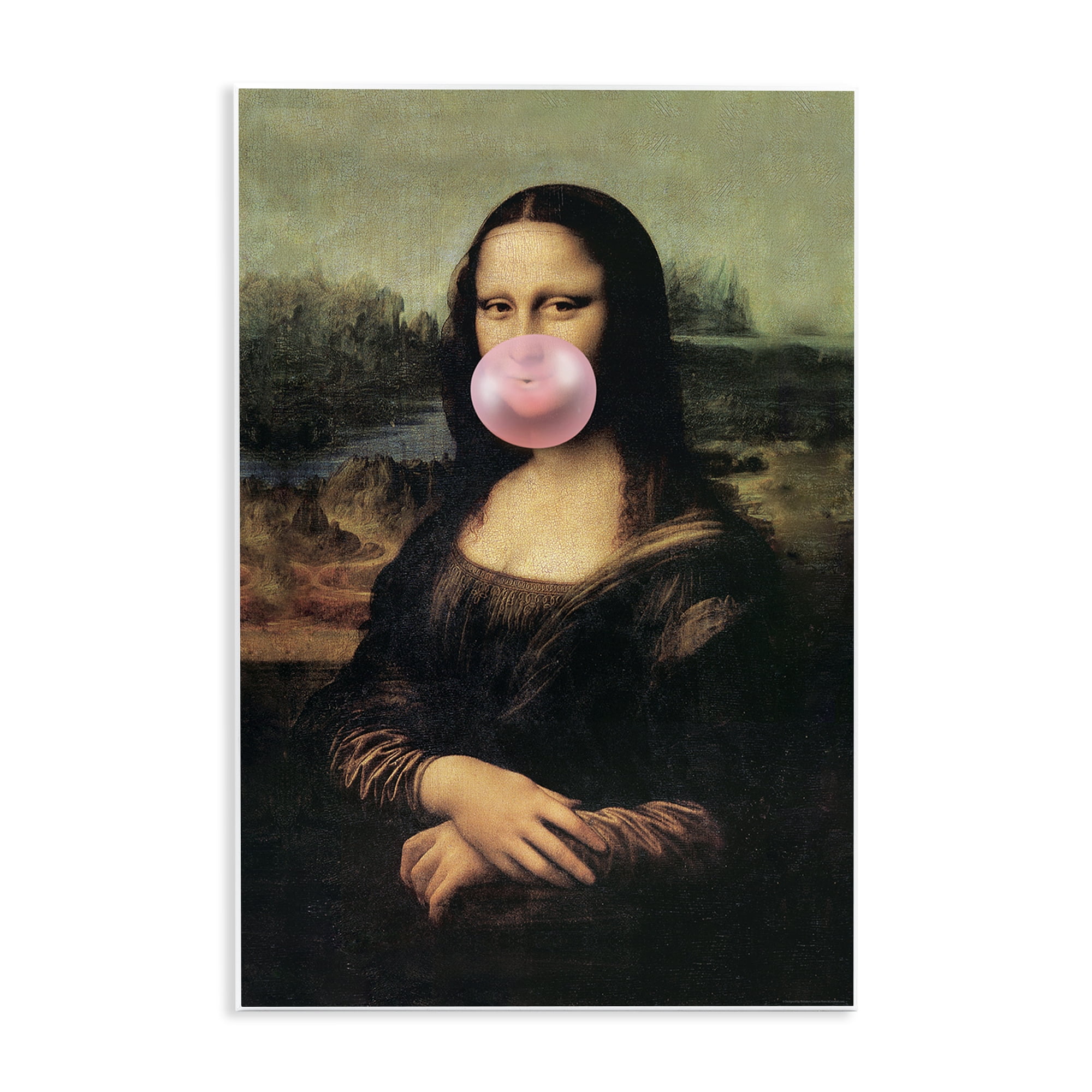 Stupell Industries Mona Lisa & Bubblegum Novelty & Humor Painting Unframed Art Print Wall Art, 13 x 19