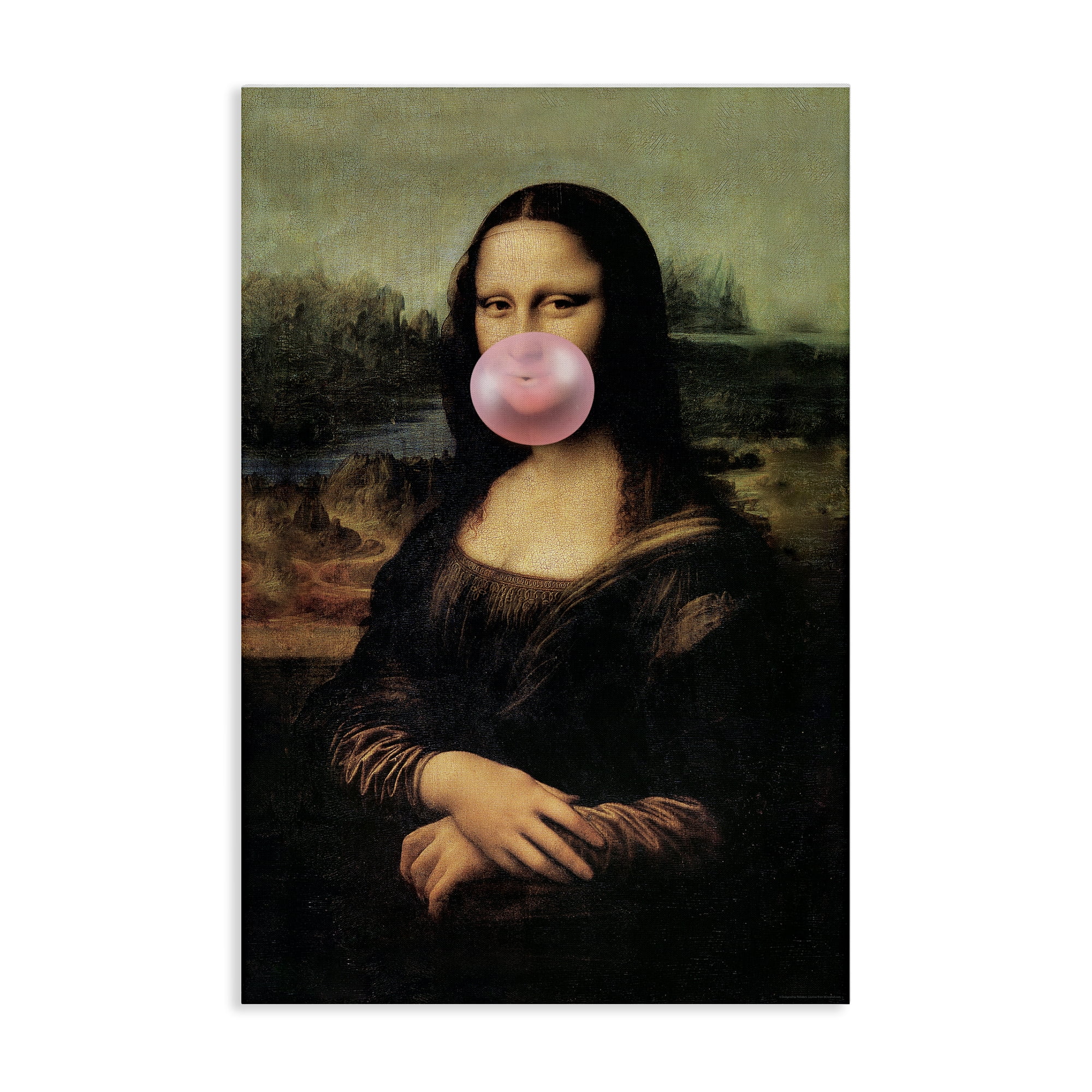 Stupell Industries Mona Lisa & Bubblegum Novelty & Humor Painting Wrapped Canvas Art Print Wall Art, 30 x 45