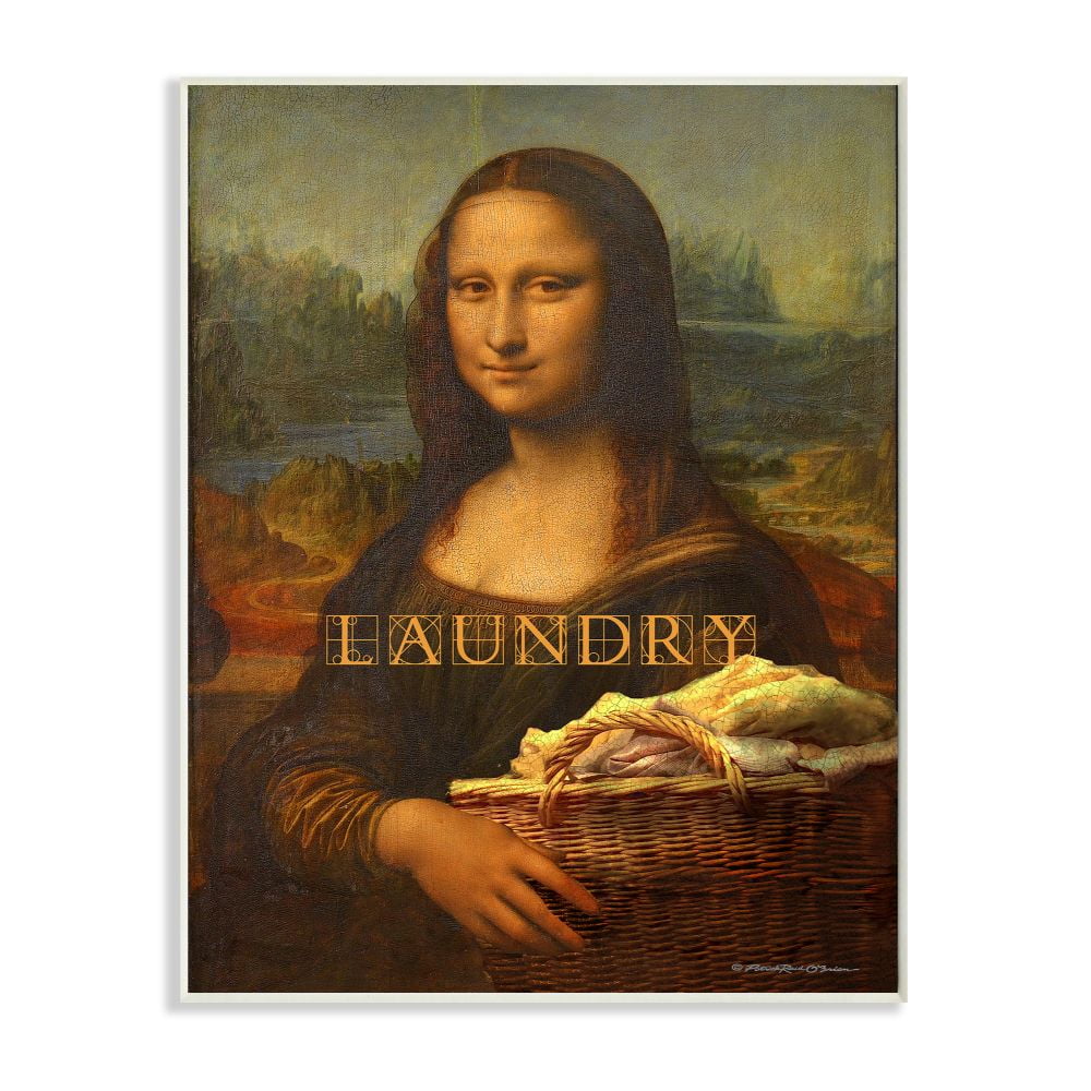 Stupell Industries Mona Lisa Laundry Funny Classic Painting Design Wall Plaque by Patrick Reid O'Brien