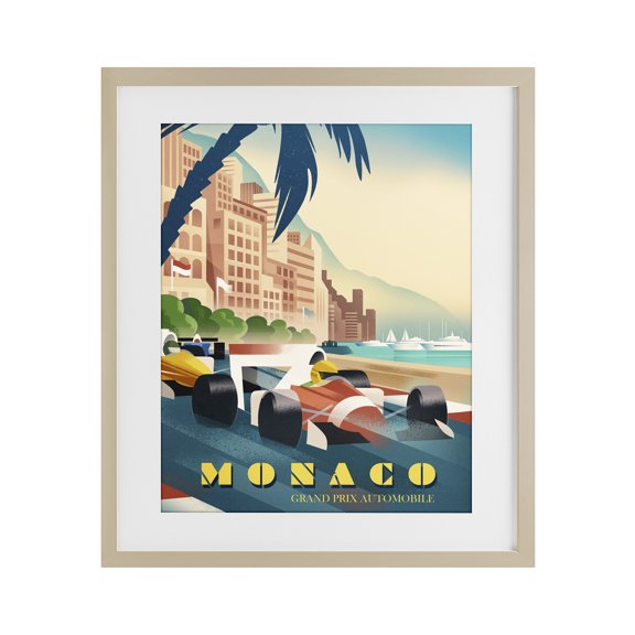 Stupell Industries Monaco Grand Prix Racing Birch Framed Print Under Glass, design by Martin Wickstrom
