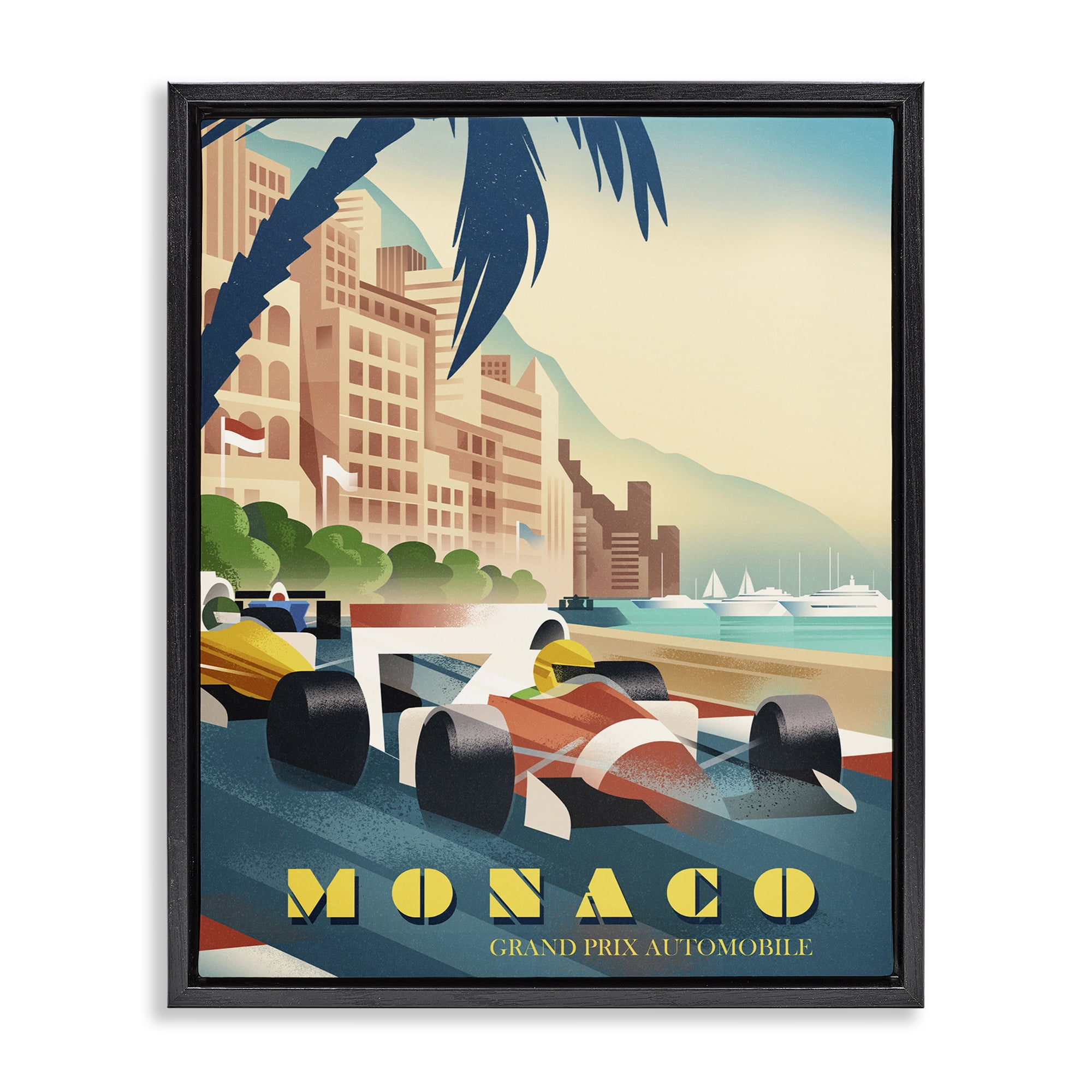Stupell Industries Monaco Grand Prix Racing Black Framed Floater Canvas Wall Art, design by Martin Wickstrom