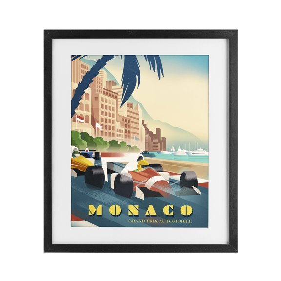 Stupell Industries Monaco Grand Prix Racing Black Framed Print Under Glass, design by Martin Wickstrom