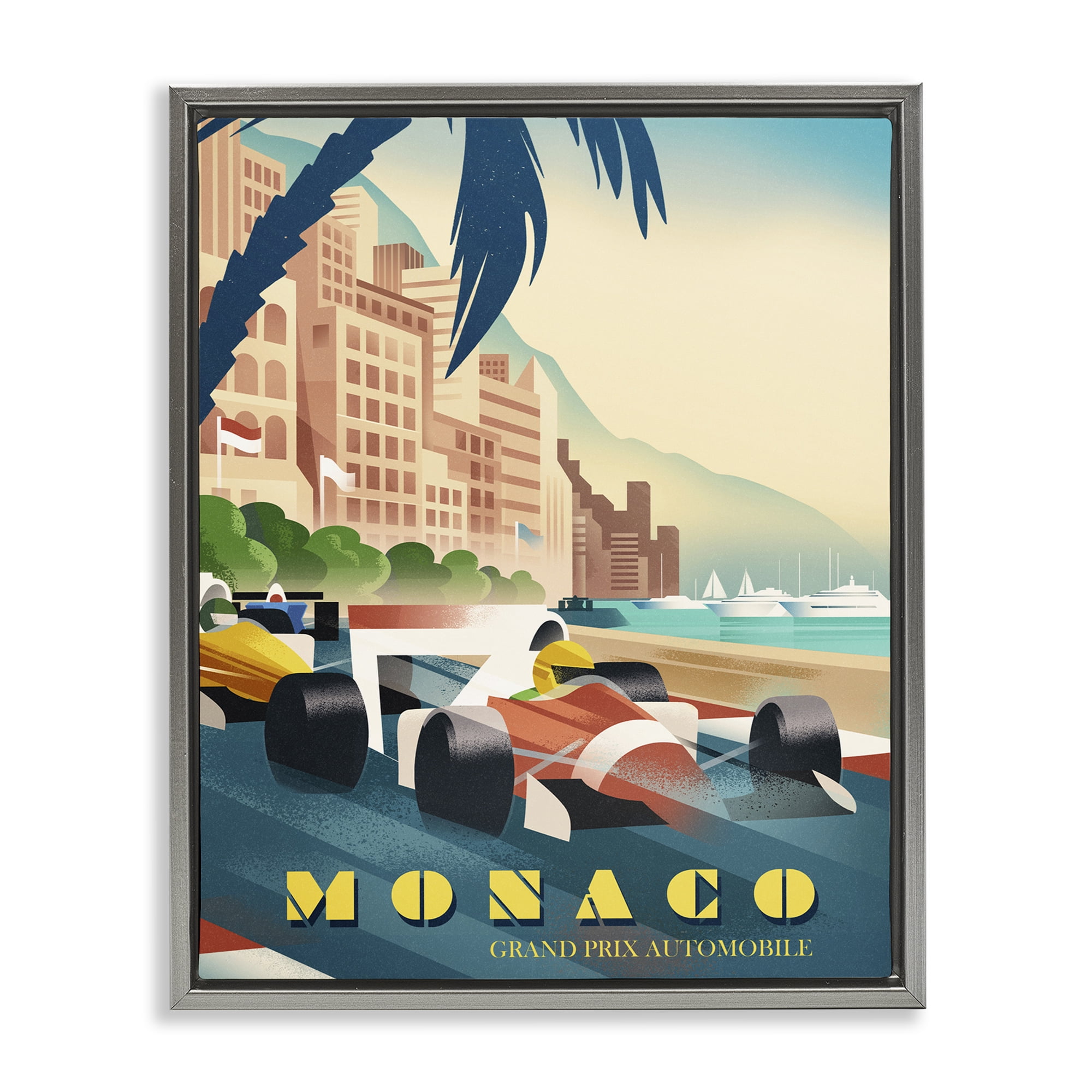 Stupell Industries Monaco Grand Prix Racing Gray Framed Floater Canvas Wall Art, design by Martin Wickstrom