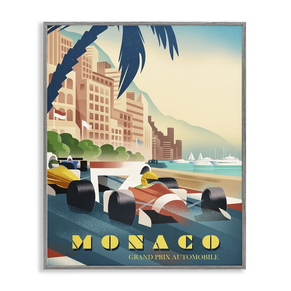 Stupell Industries Monaco Grand Prix Racing Gray Framed Giclee Art, design by Martin Wickstrom
