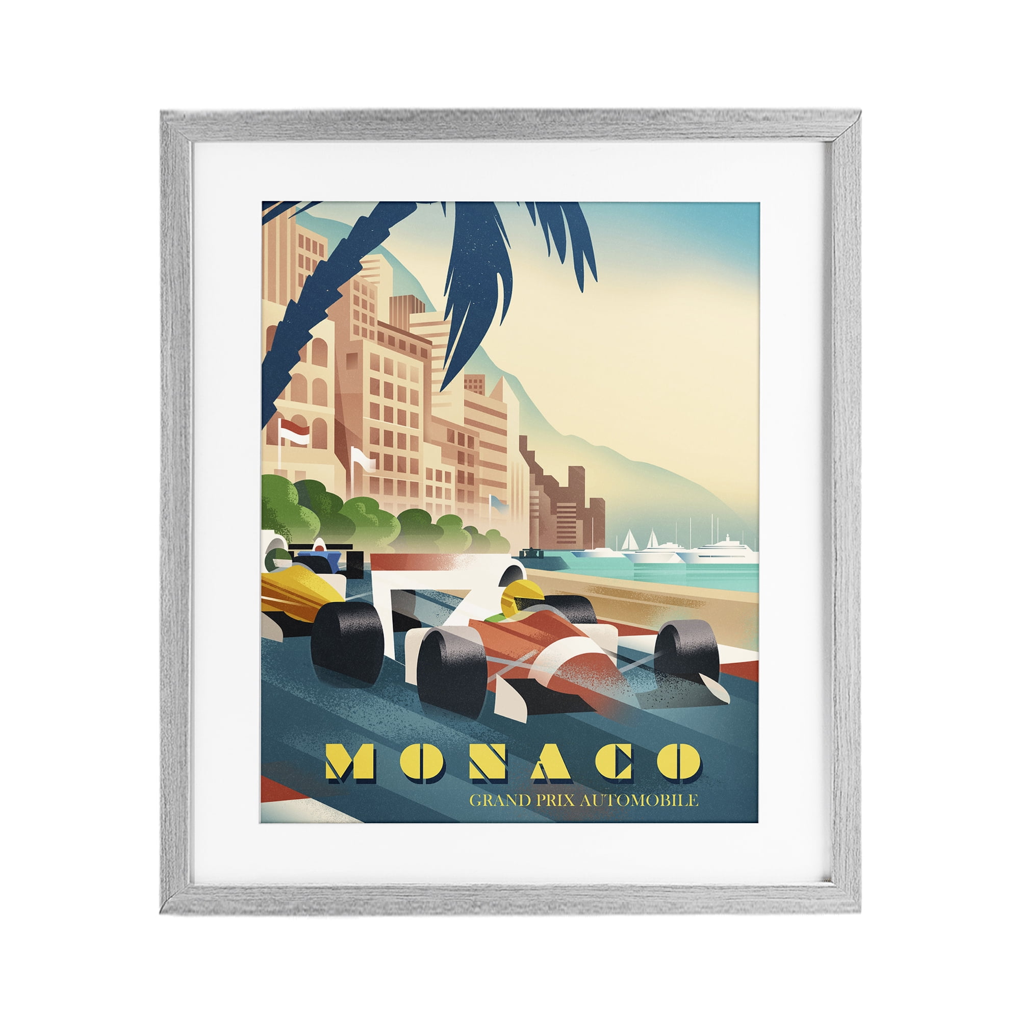 Stupell Industries Monaco Grand Prix Racing Gray Framed Print Under Glass, design by Martin Wickstrom