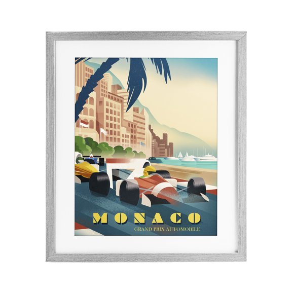 Stupell Industries Monaco Grand Prix Racing Gray Framed Print Under Glass, design by Martin Wickstrom
