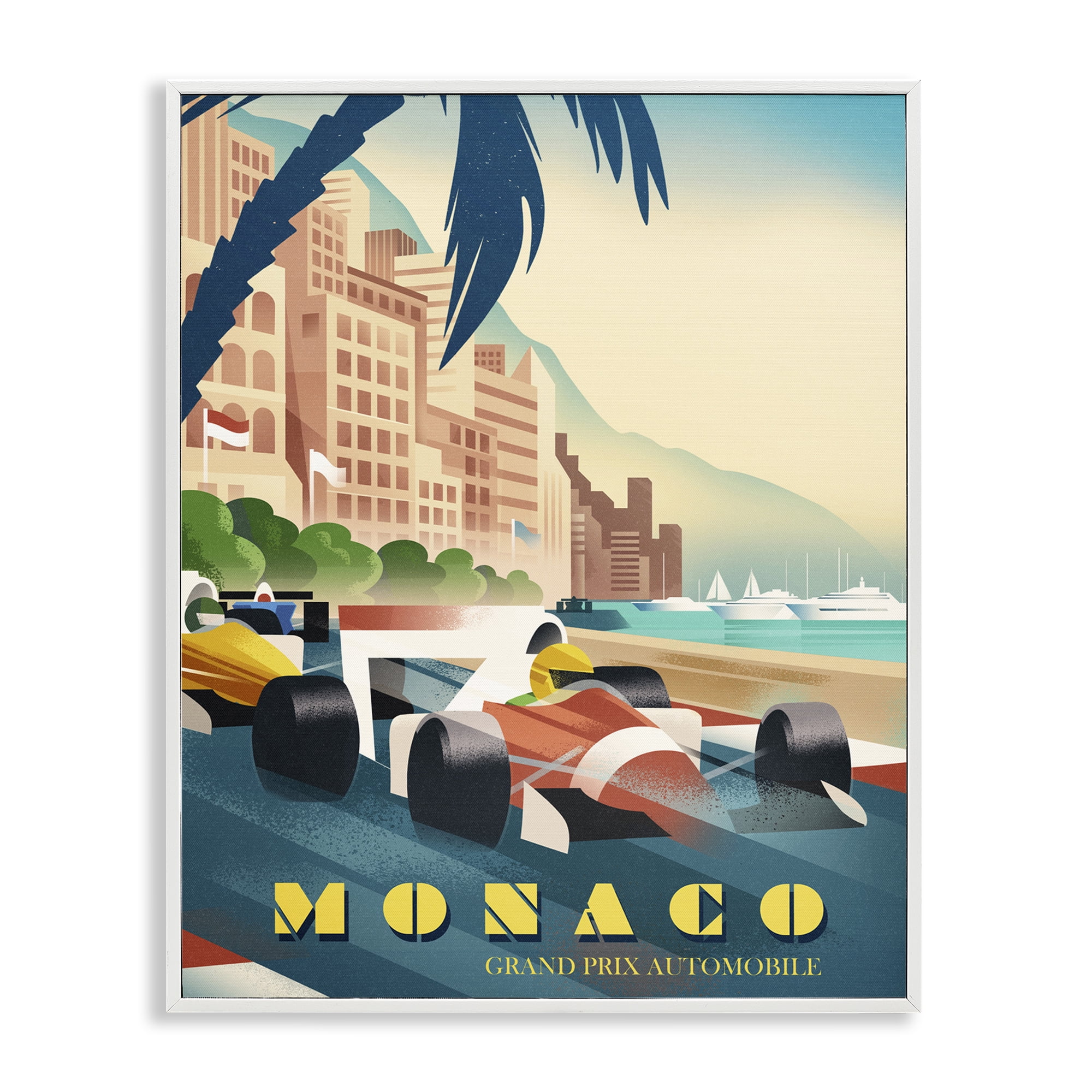 Stupell Industries Monaco Grand Prix Racing White Framed Giclee Art, design by Martin Wickstrom