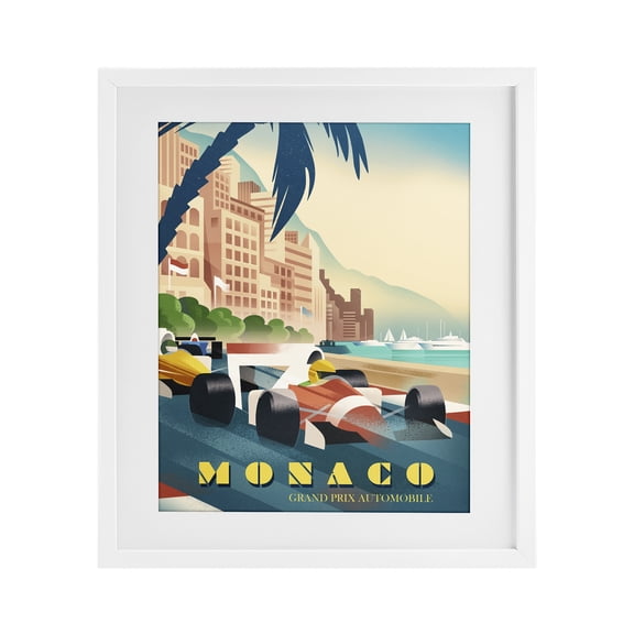 Stupell Industries Monaco Grand Prix Racing White Framed Print Under Glass, design by Martin Wickstrom
