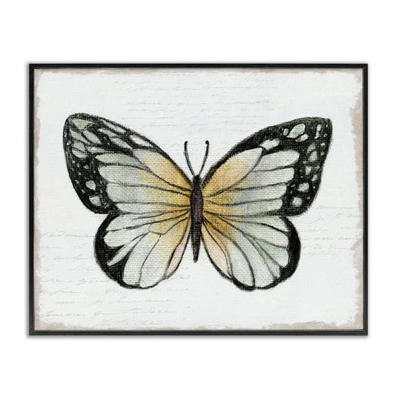 Stupell Industries Monarch Butterfly Visage Animals Painting Black Framed Art Print Wall Art, 14 x 11