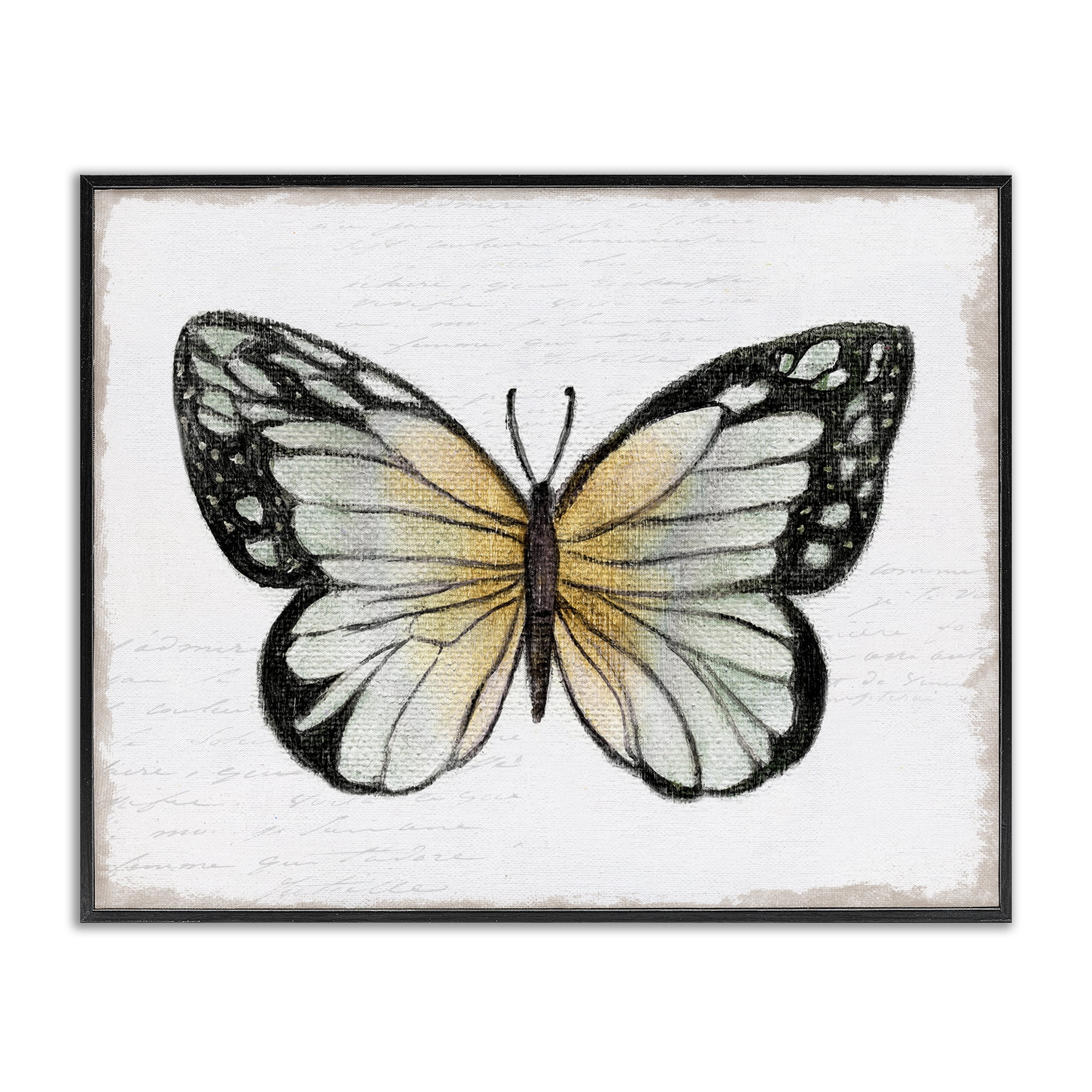 Stupell Industries Monarch Butterfly Visage Animals Painting Black Framed Art Print Wall Art, 20 x 16