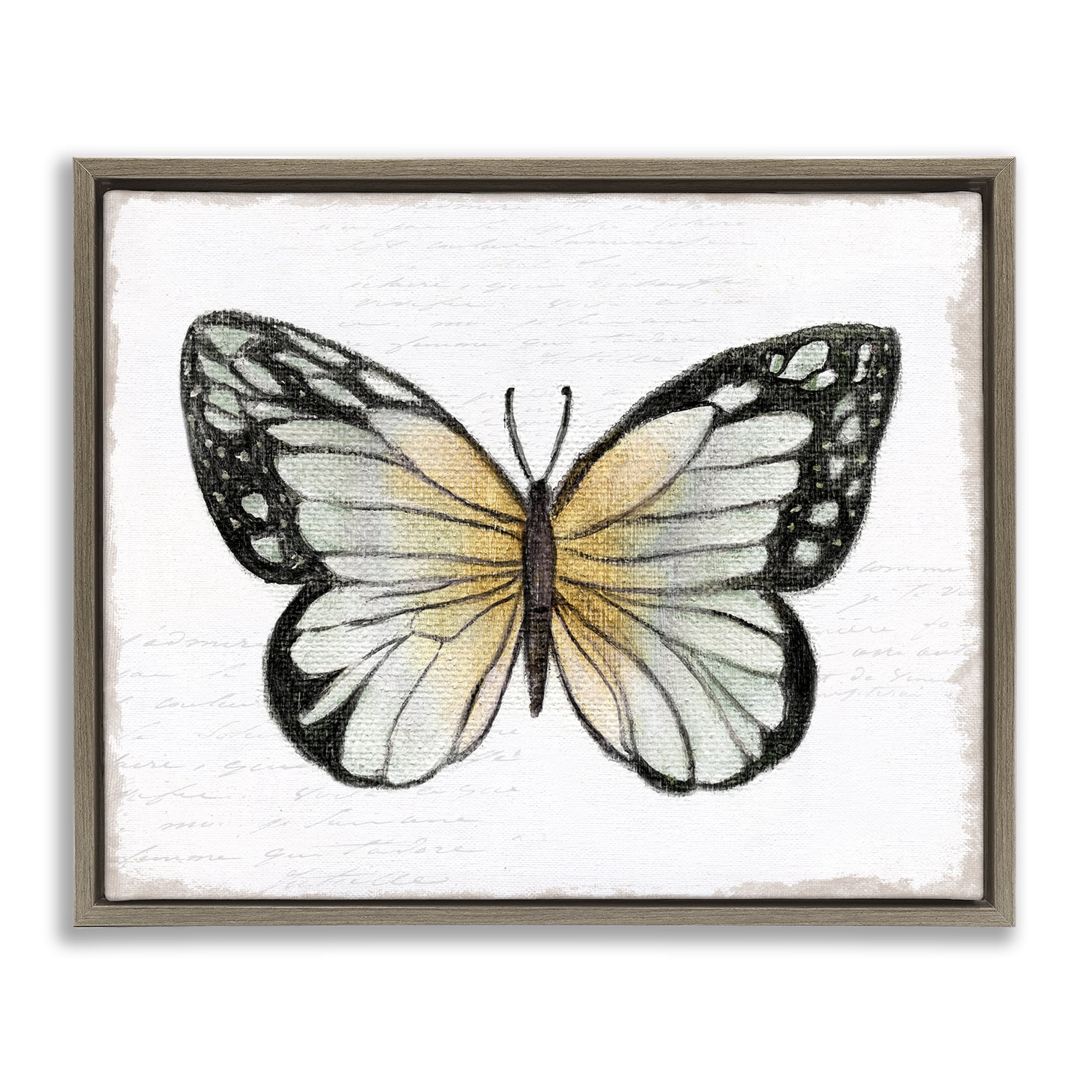 Stupell Industries Monarch Butterfly Visage Animals Painting Brown Floater Framed Canvas Art Print Wall Art, 31 x 25