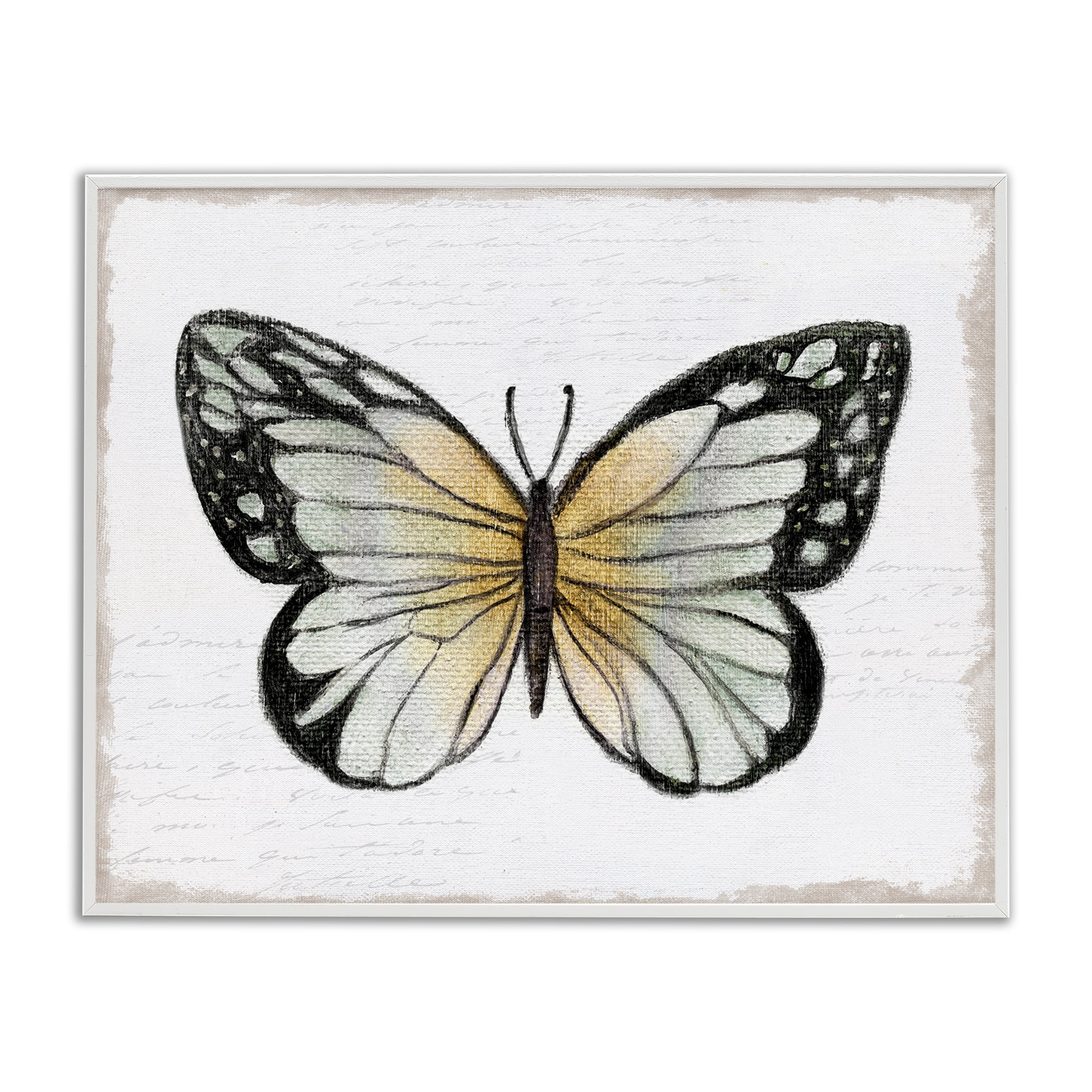 Stupell Industries Monarch Butterfly Visage Animals Painting White Framed Art Print Wall Art, 20 x 16