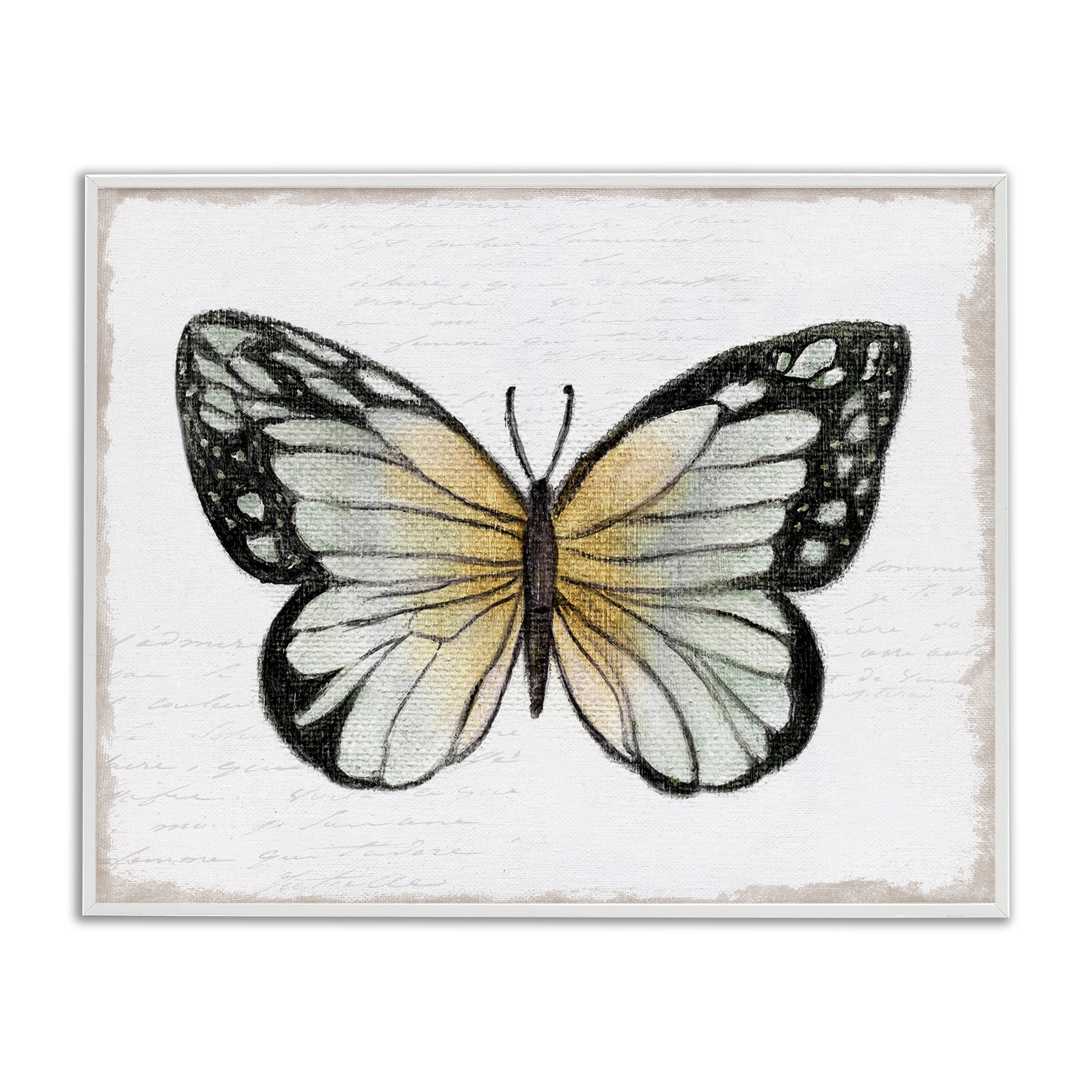 Stupell Industries Monarch Butterfly Visage Animals Painting White Framed Art Print Wall Art, 30 x 24