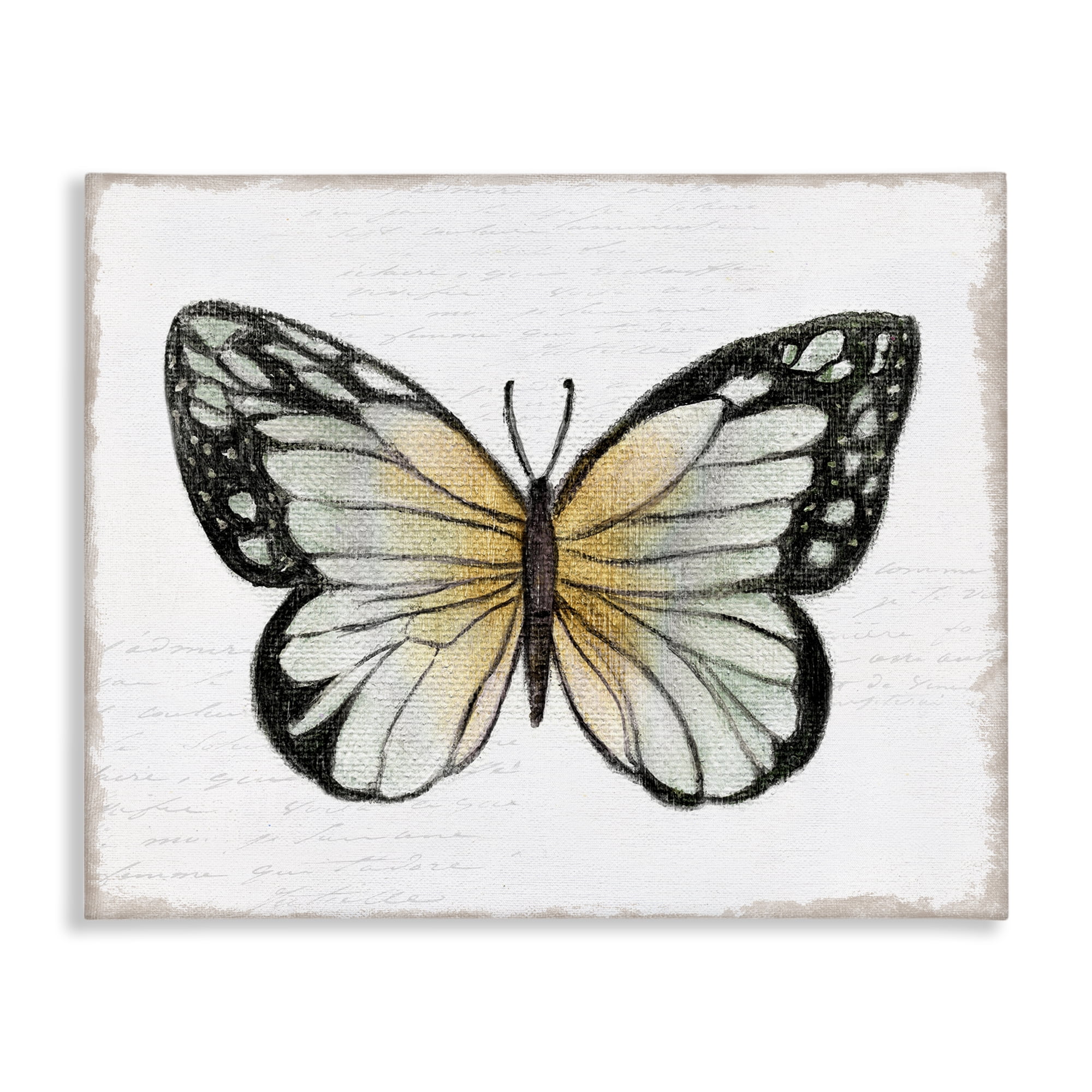 Stupell Industries Monarch Butterfly Visage Animals Painting Wrapped Canvas Art Print Wall Art, 20 x 16
