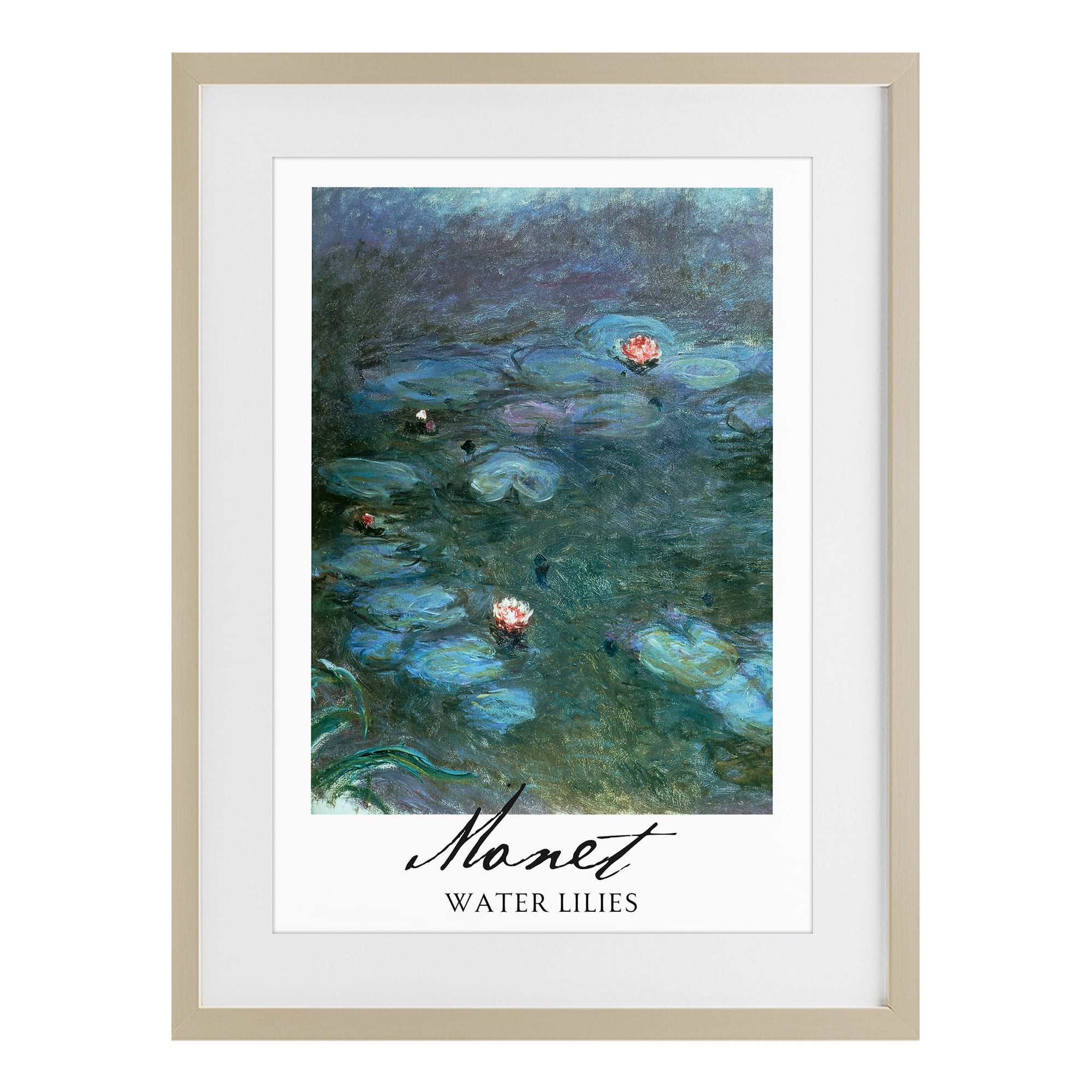 Stupell Industries Monet Water Lilies Birch Framed Print Under Glass, design by Vintage Hustle