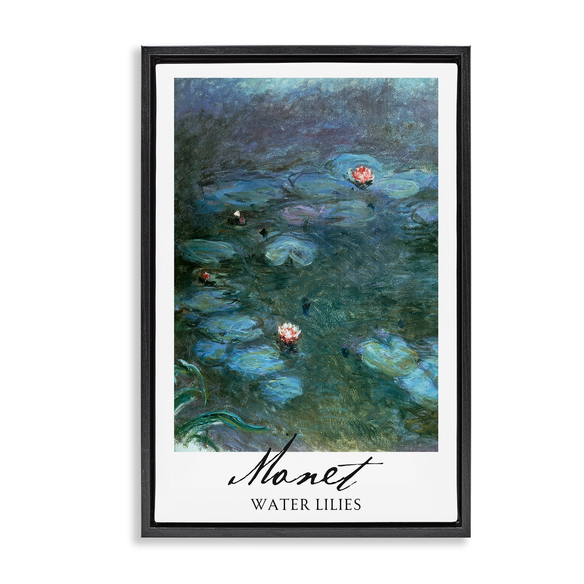 Stupell Industries Monet Water Lilies Black Framed Floater Canvas Wall Art, design by Vintage Hustle