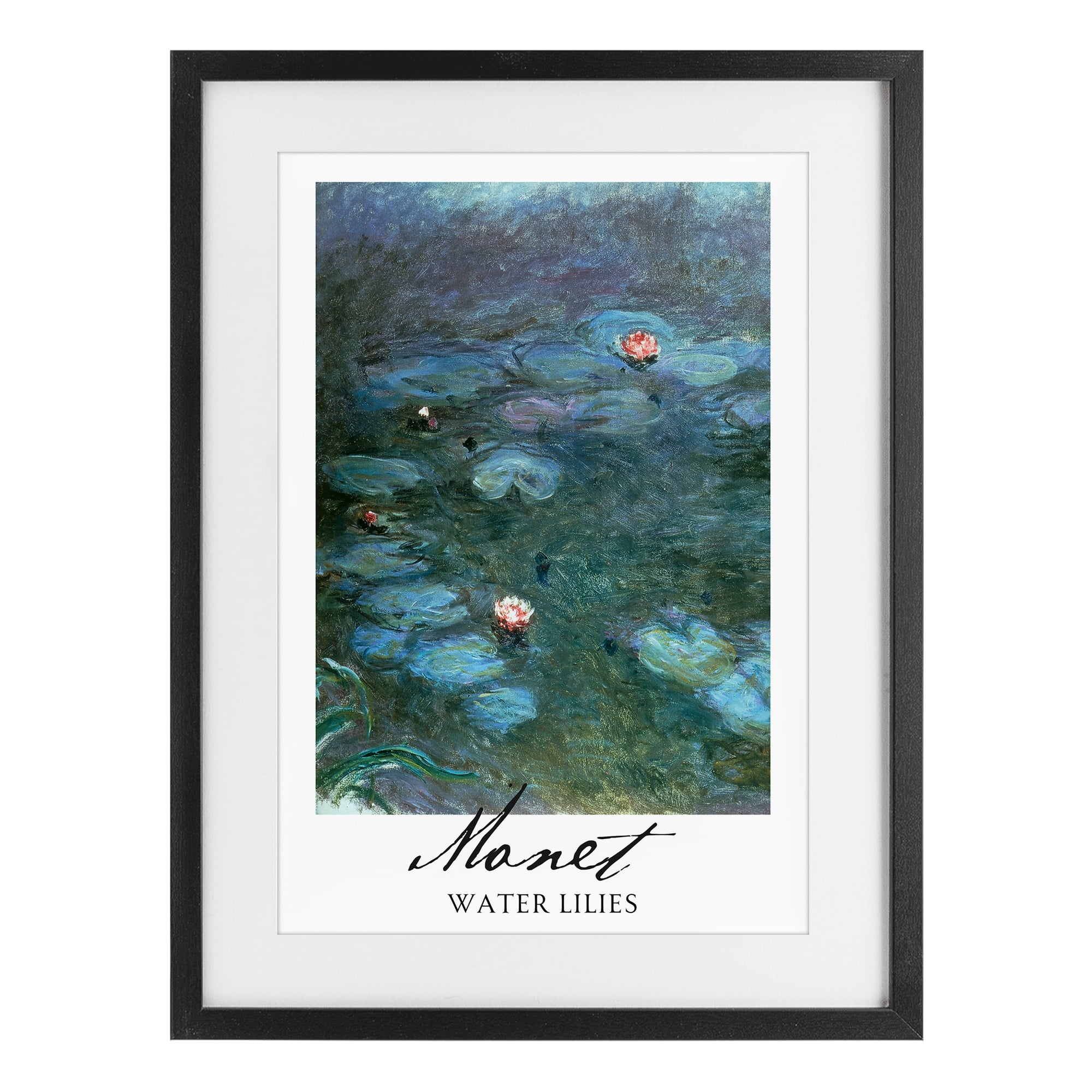 Stupell Industries Monet Water Lilies Black Framed Print Under Glass, design by Vintage Hustle