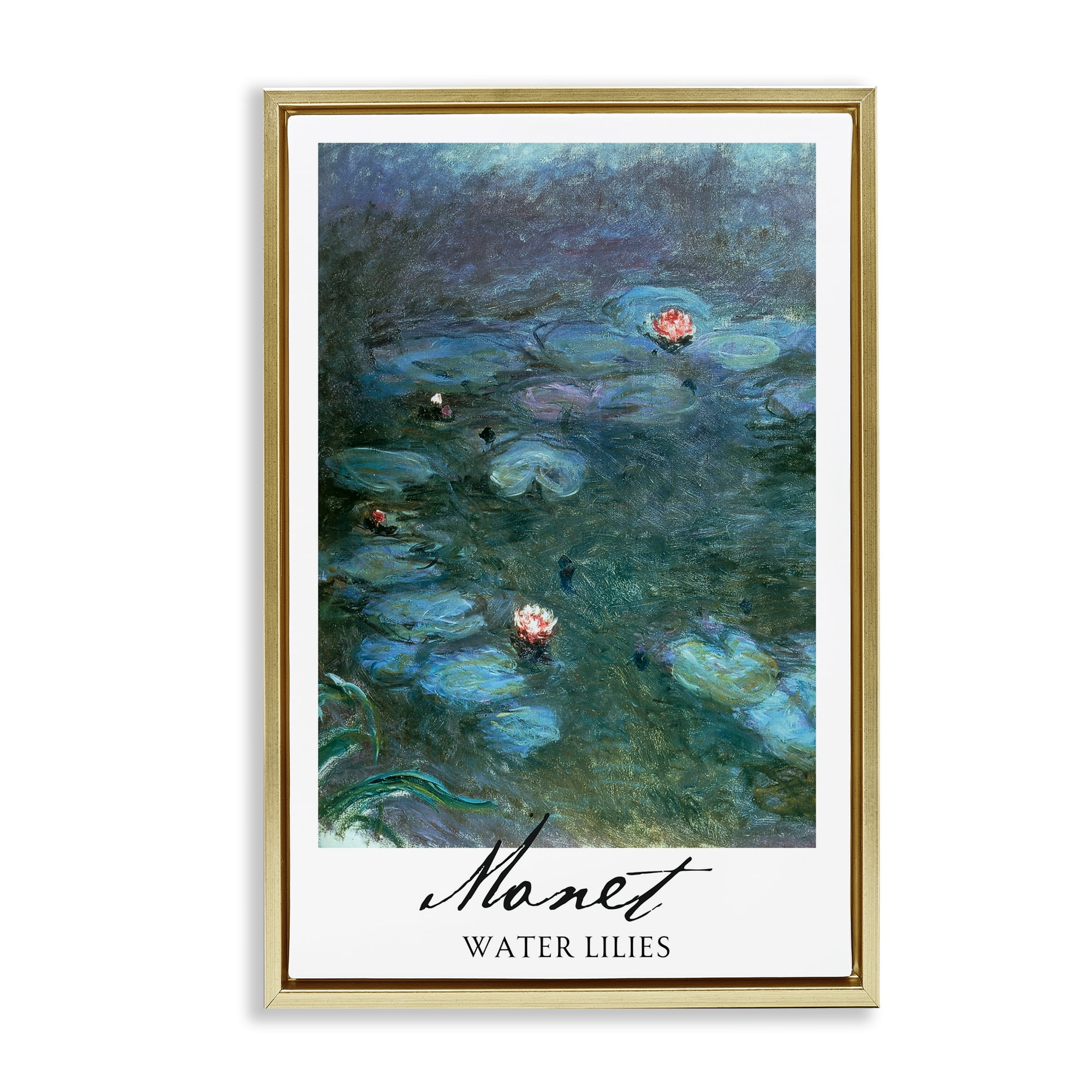 Stupell Industries Monet Water Lilies Gold Framed Floater Canvas Wall Art, design by Vintage Hustle