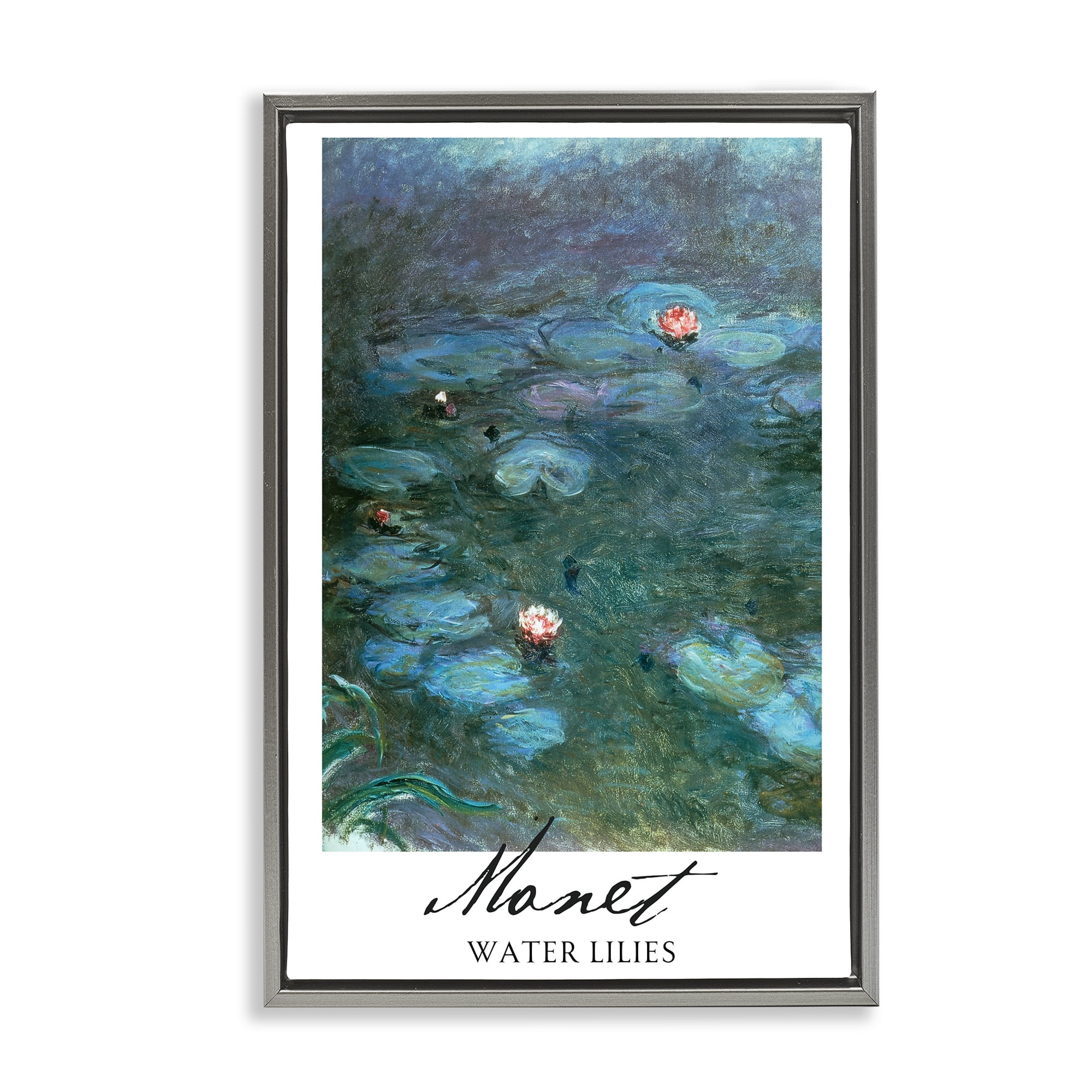 Stupell Industries Monet Water Lilies Gray Framed Floater Canvas Wall Art, design by Vintage Hustle
