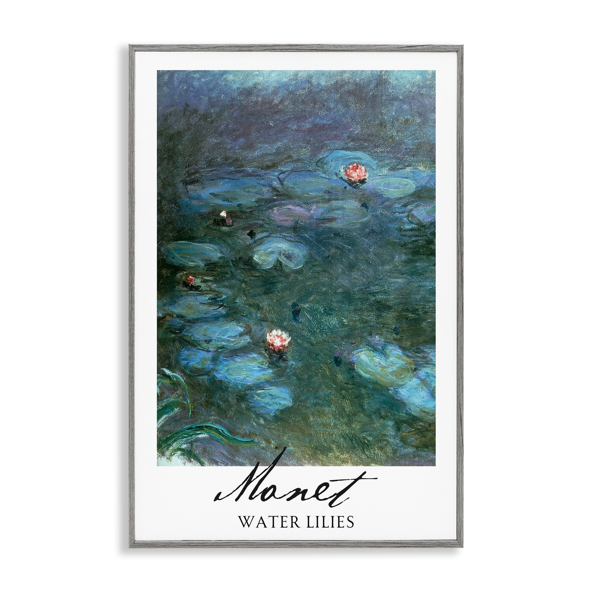 Stupell Industries Monet Water Lilies Gray Framed Giclee Art, design by Vintage Hustle