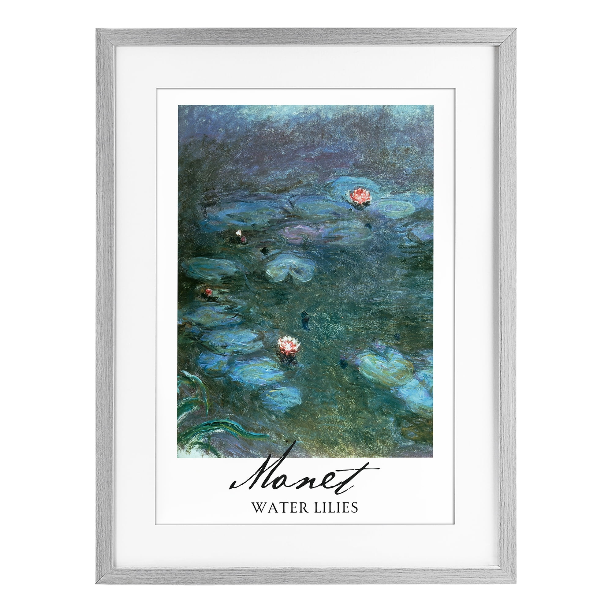 Stupell Industries Monet Water Lilies Gray Framed Print Under Glass, design by Vintage Hustle