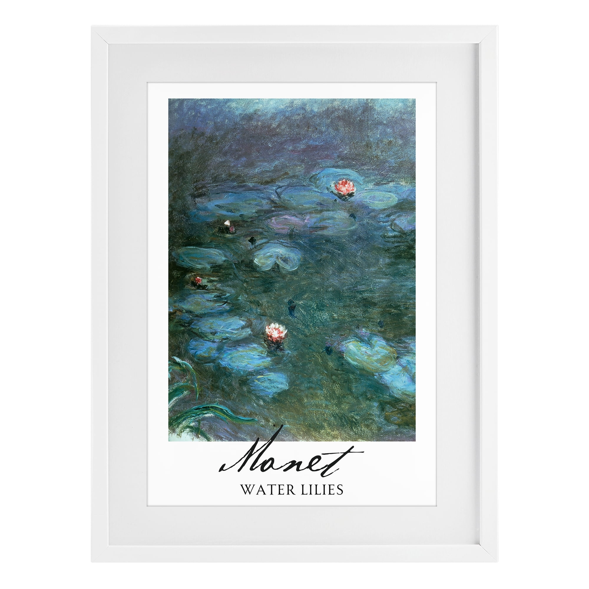 Stupell Industries Monet Water Lilies White Framed Print Under Glass, design by Vintage Hustle