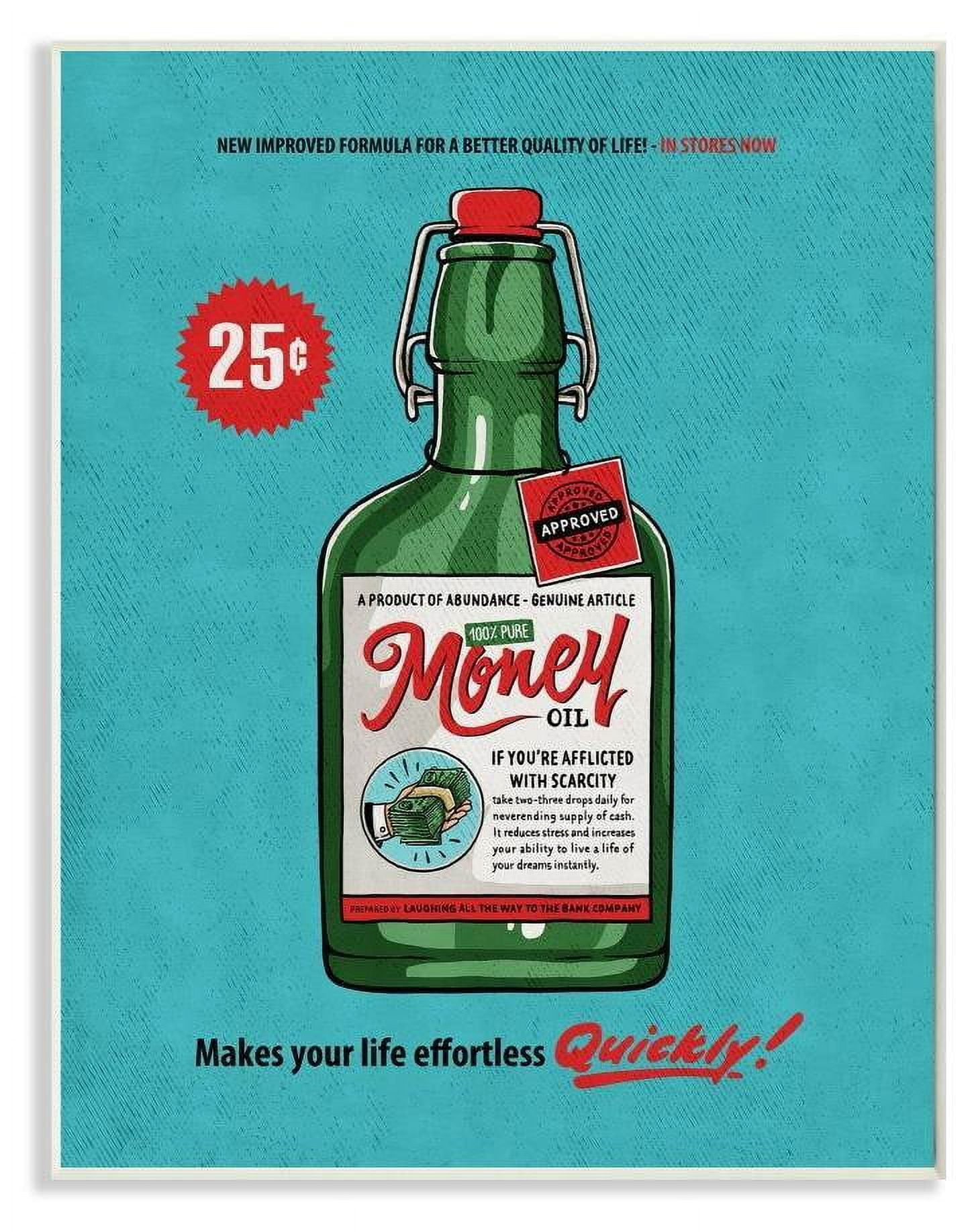 Stupell Industries Money Oil Vintage Comic Book Funny Blue Green Design Wall Plaque by Ester Kay