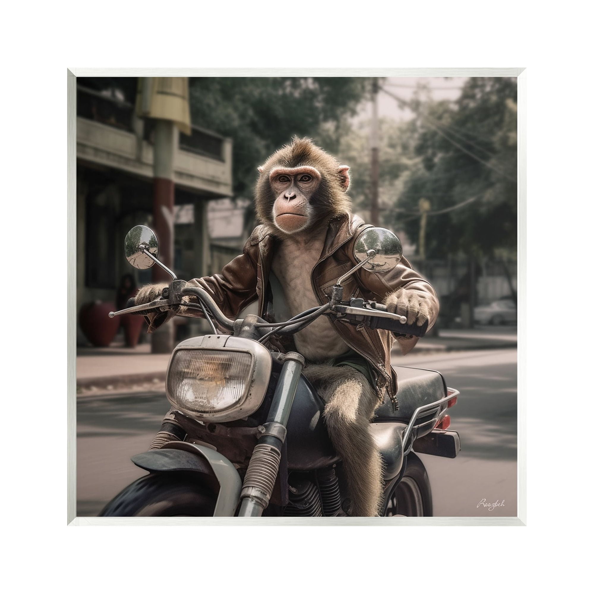 Stupell Industries Monkey Motorcycle Biker Animals & Insects Painting Unframed Art Print Wall Art, 12 x 12