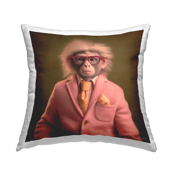Stupell Industries Monkey in Chic Suit Decorative Printed Throw Pillow, 18 x 18