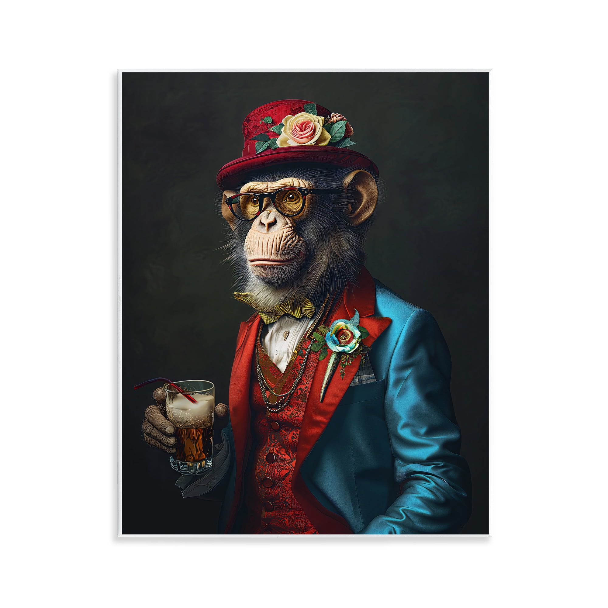 Stupell Industries Monkey with Fancy Outfit Animals & Insects Painting Unframed Art Print Wall Art, 11 x 14