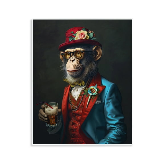 Stupell Industries Monkey with Fancy Outfit Animals & Insects Painting Unframed Art Print Wall Art, 11 x 14